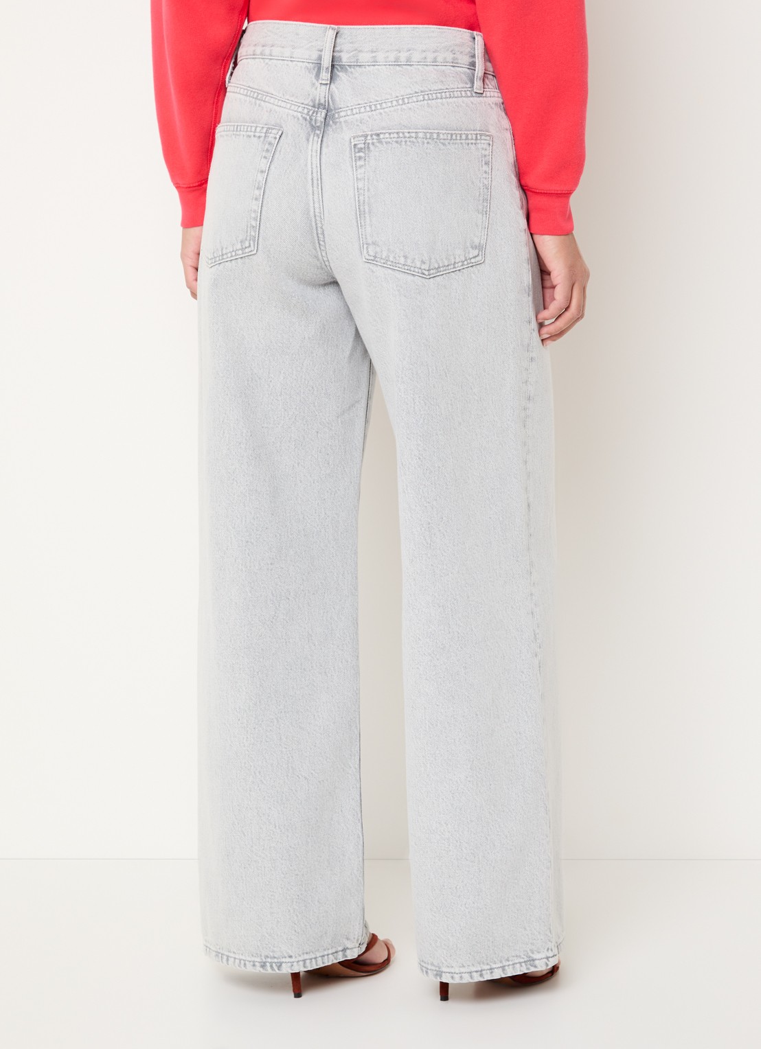 by-bar Lilo high waist wide leg jeans met strikceintuur - achterkant lichtgrijs