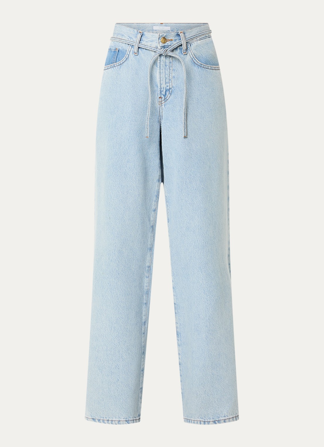 by-bar Lilo high waist wide leg jeans met strikceintuur - voorkant indigo