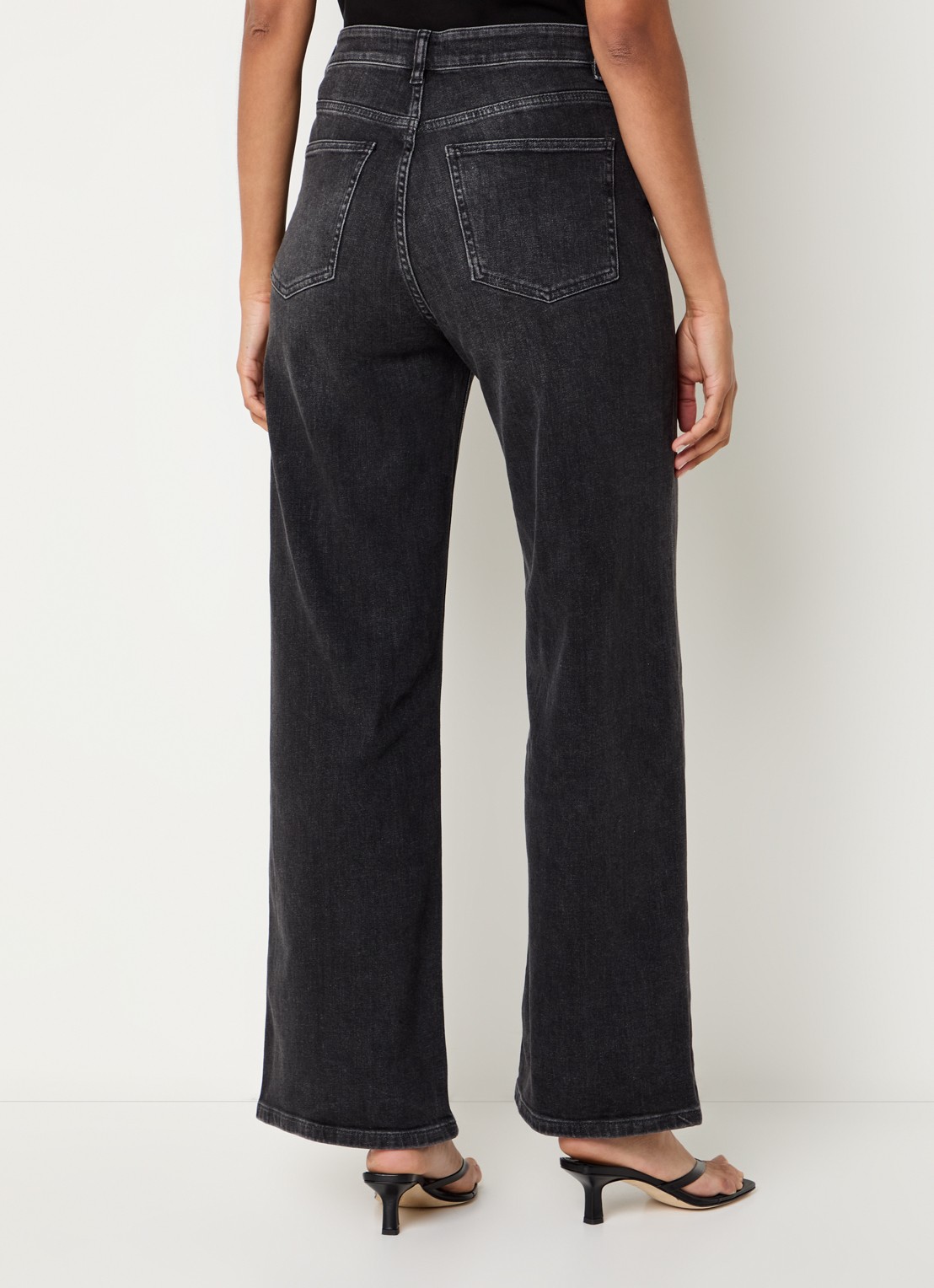 by-bar Lina high waist wide leg jeans met gekleurde wassing  - achterkant antraciet