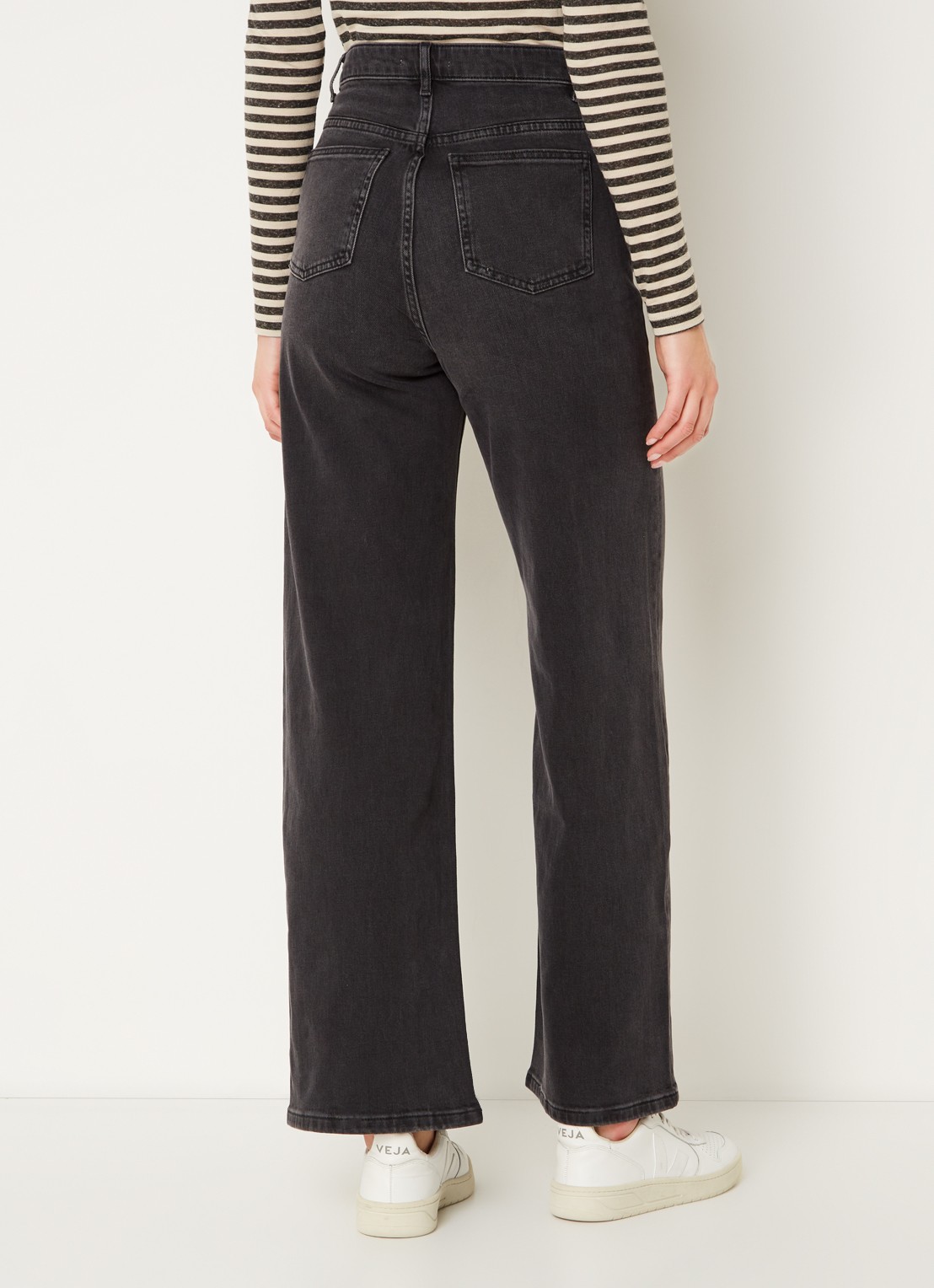 by-bar Lina MJ high waist wide leg jeans met steekzakken - achterkant 3 antraciet