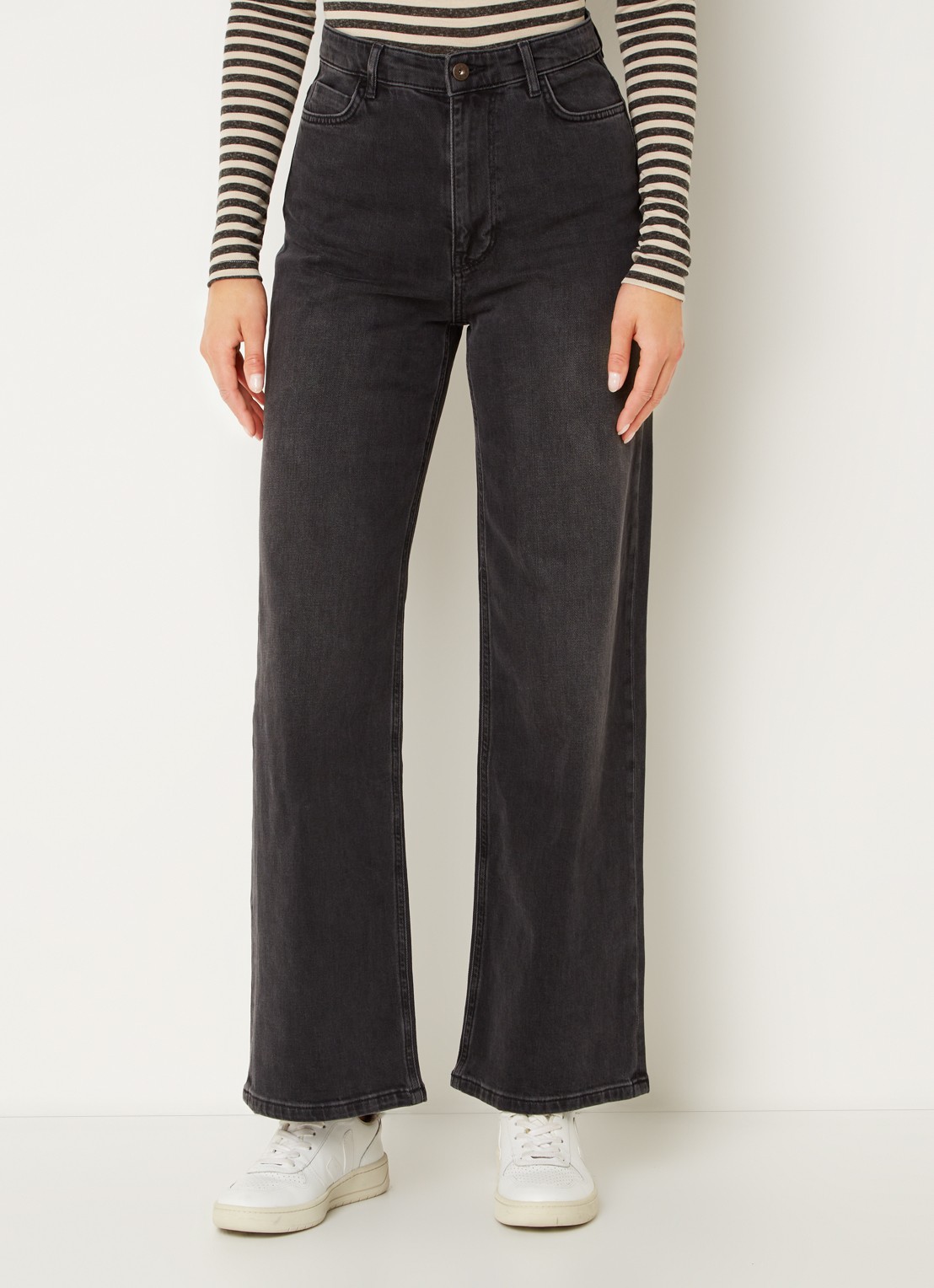 by-bar Lina MJ high waist wide leg jeans met steekzakken - detail 4 antraciet