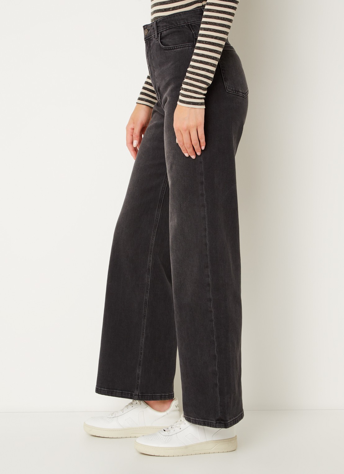 by-bar Lina MJ high waist wide leg jeans met steekzakken - detail 5 antraciet