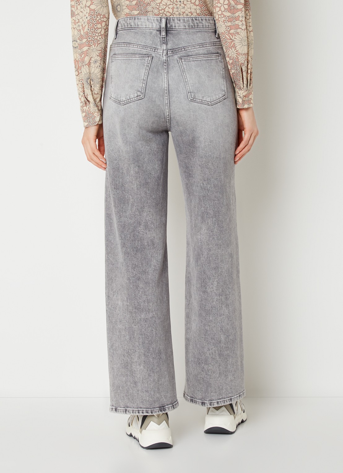 by-bar Lina MJ high waist wide leg jeans met steekzakken - achterkant grijs