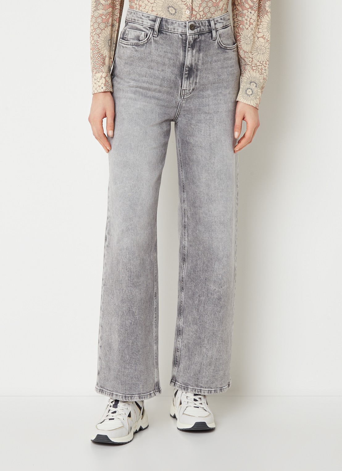 by-bar Lina MJ high waist wide leg jeans met steekzakken - detail 4 grijs