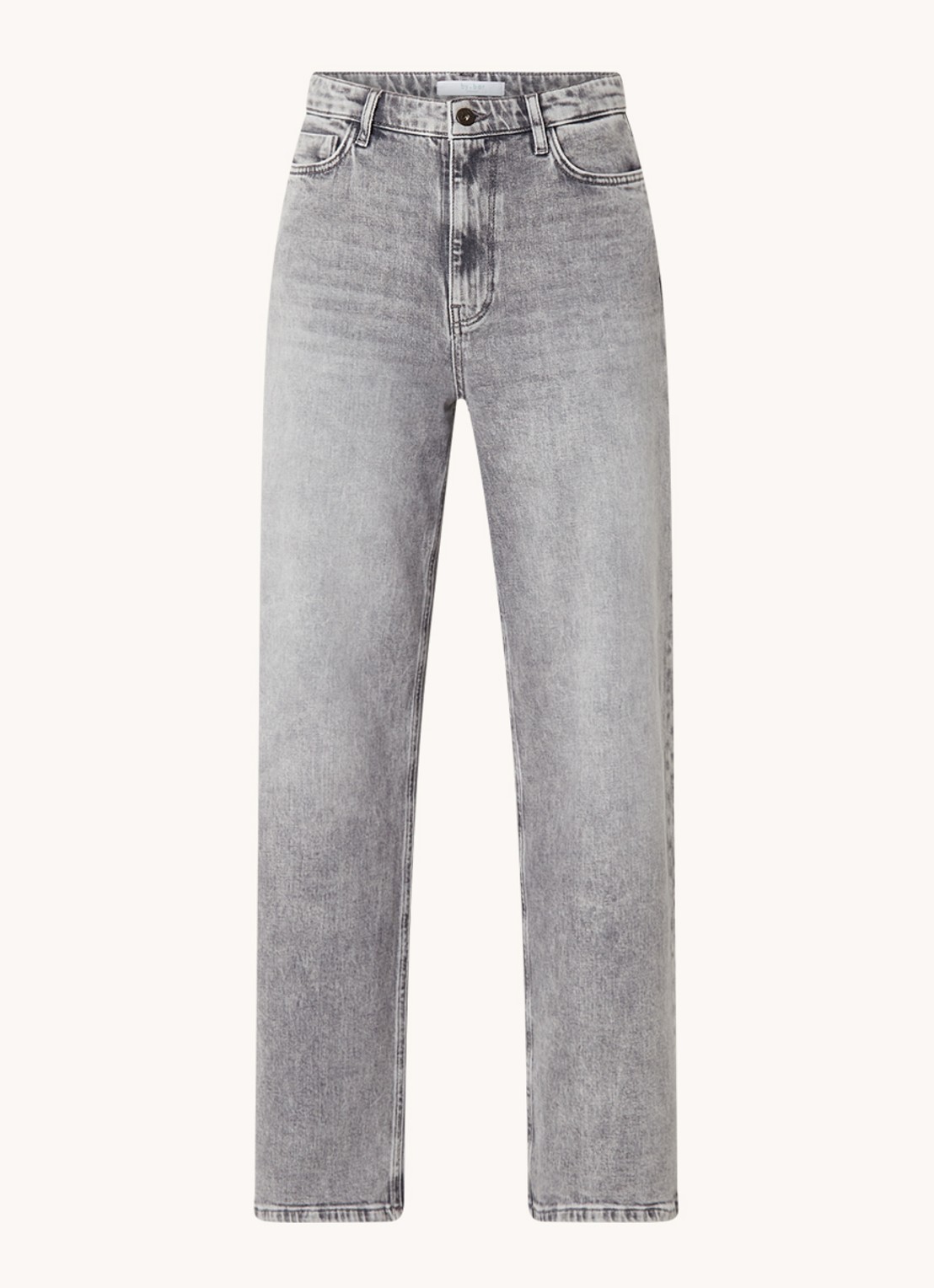 by-bar Lina MJ high waist wide leg jeans met steekzakken - voorkant 2 grijs