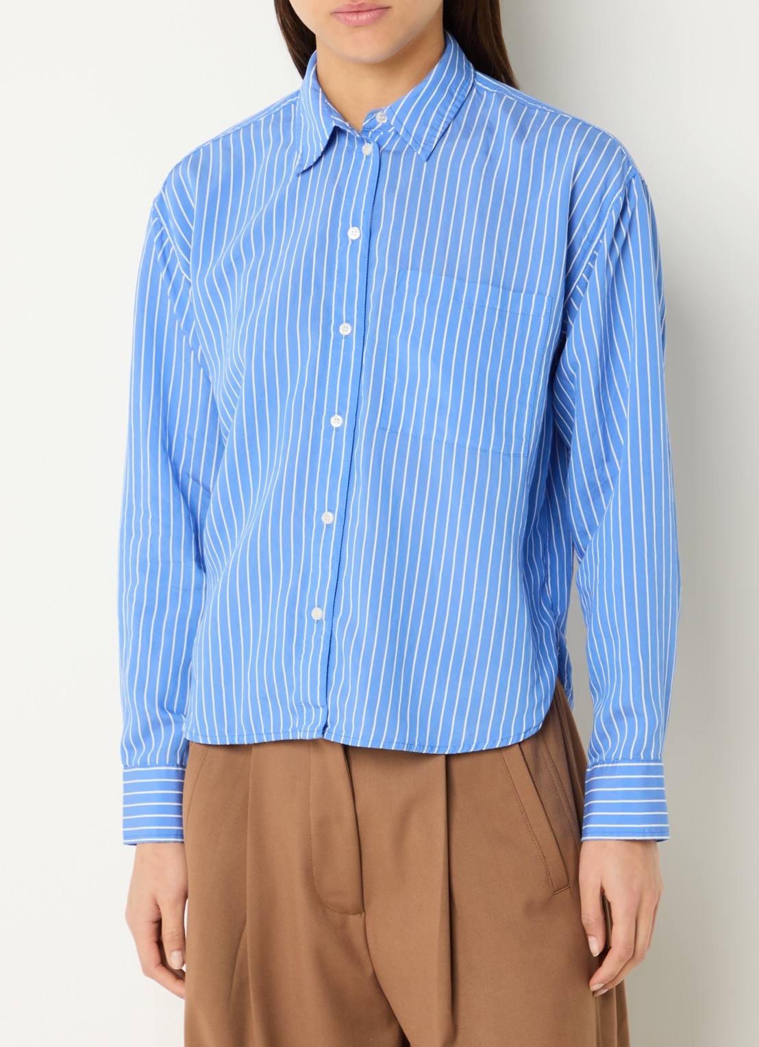 by-bar Lise blouse met streepprint - detail blauw
