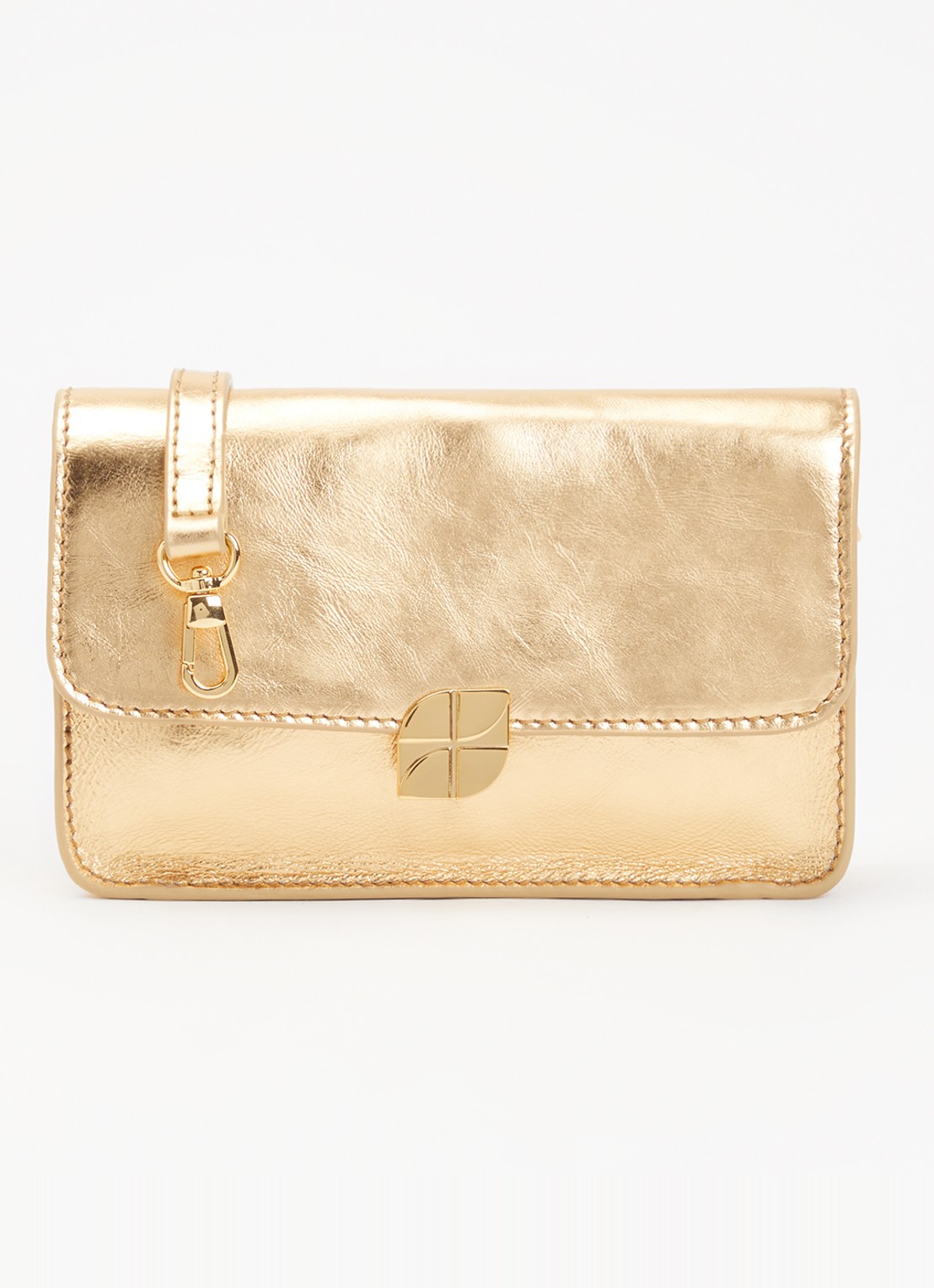 by-bar Loua crossbodytas met metallic finish - voorkant 4 goud