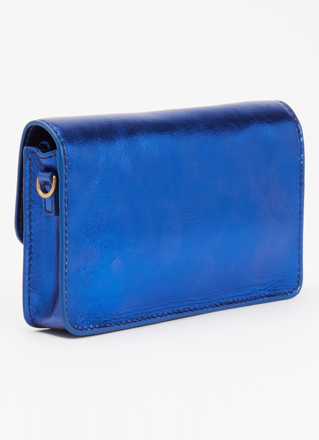 by-bar Loua crossbodytas met metallic finish - achterkant 4 kobaltblauw
