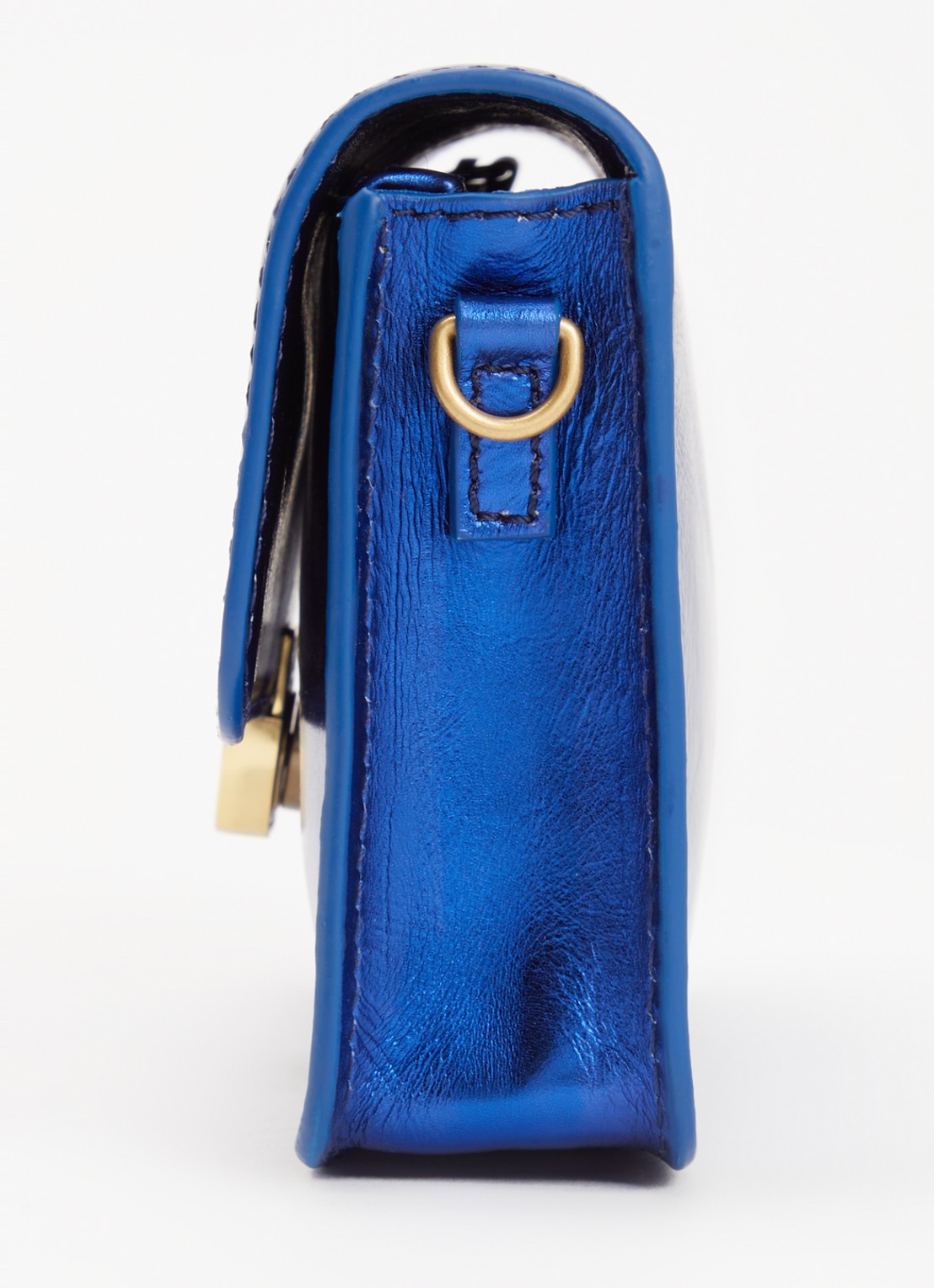 by-bar Loua crossbodytas met metallic finish - detail 3 kobaltblauw