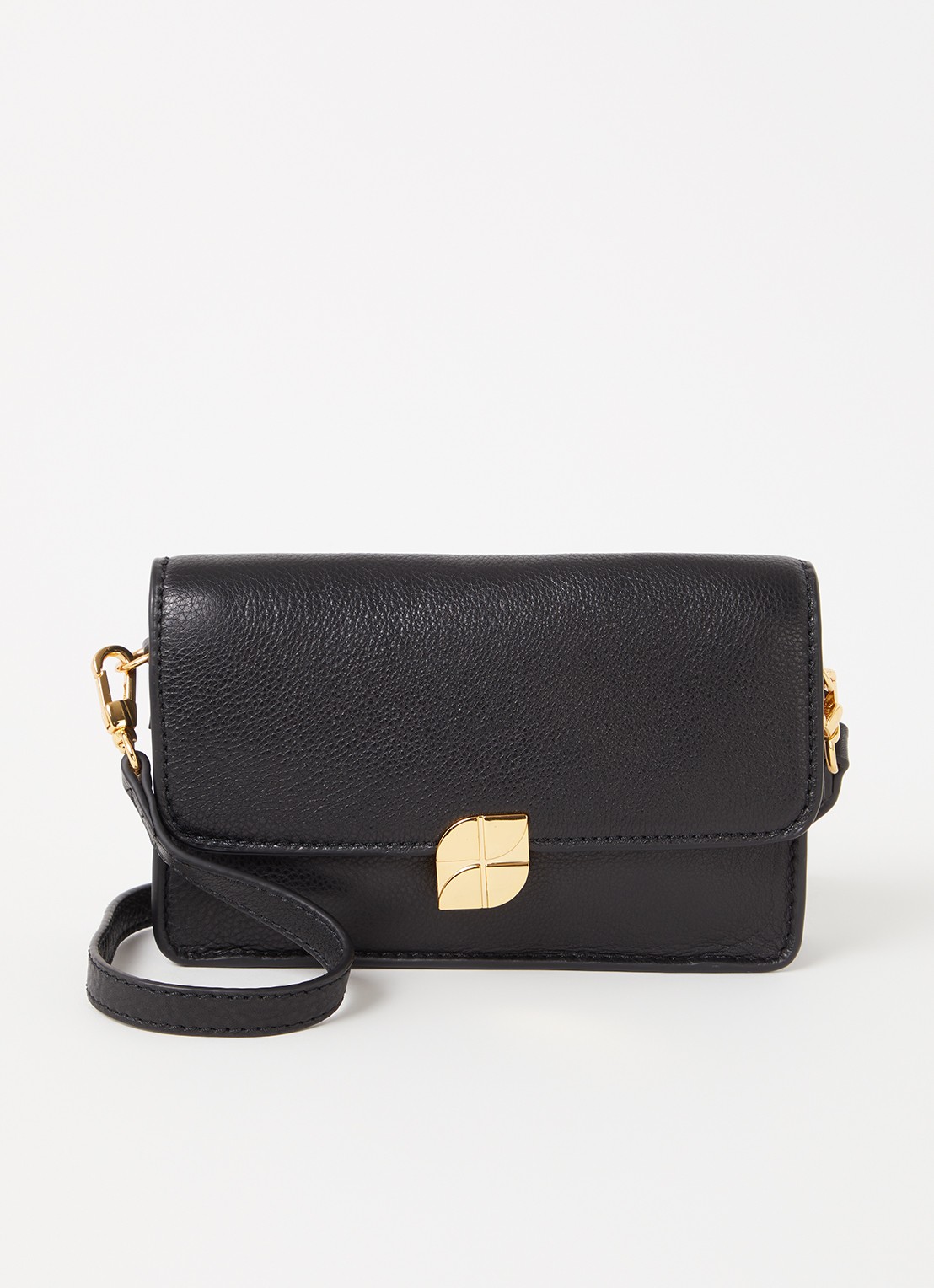 by-bar Loua crossbodytas van leer - voorkant 2 zwart