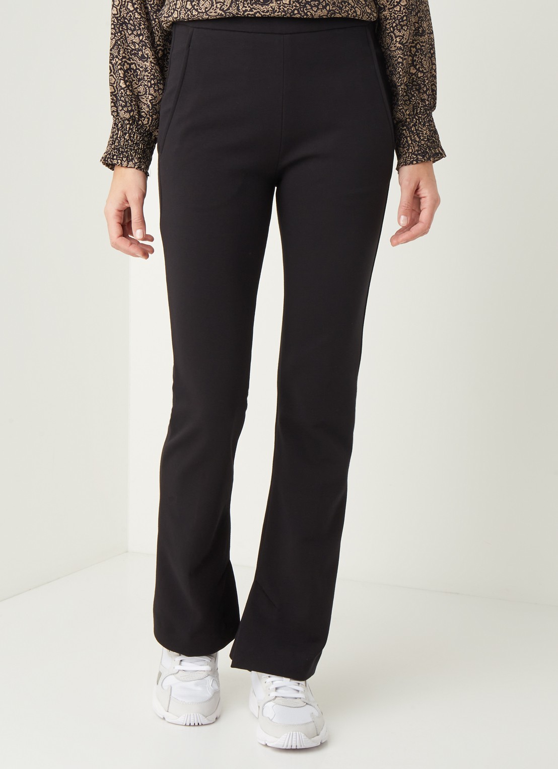 by-bar Lowie high waist flared fit pantalon met splits - detail 2 zwart