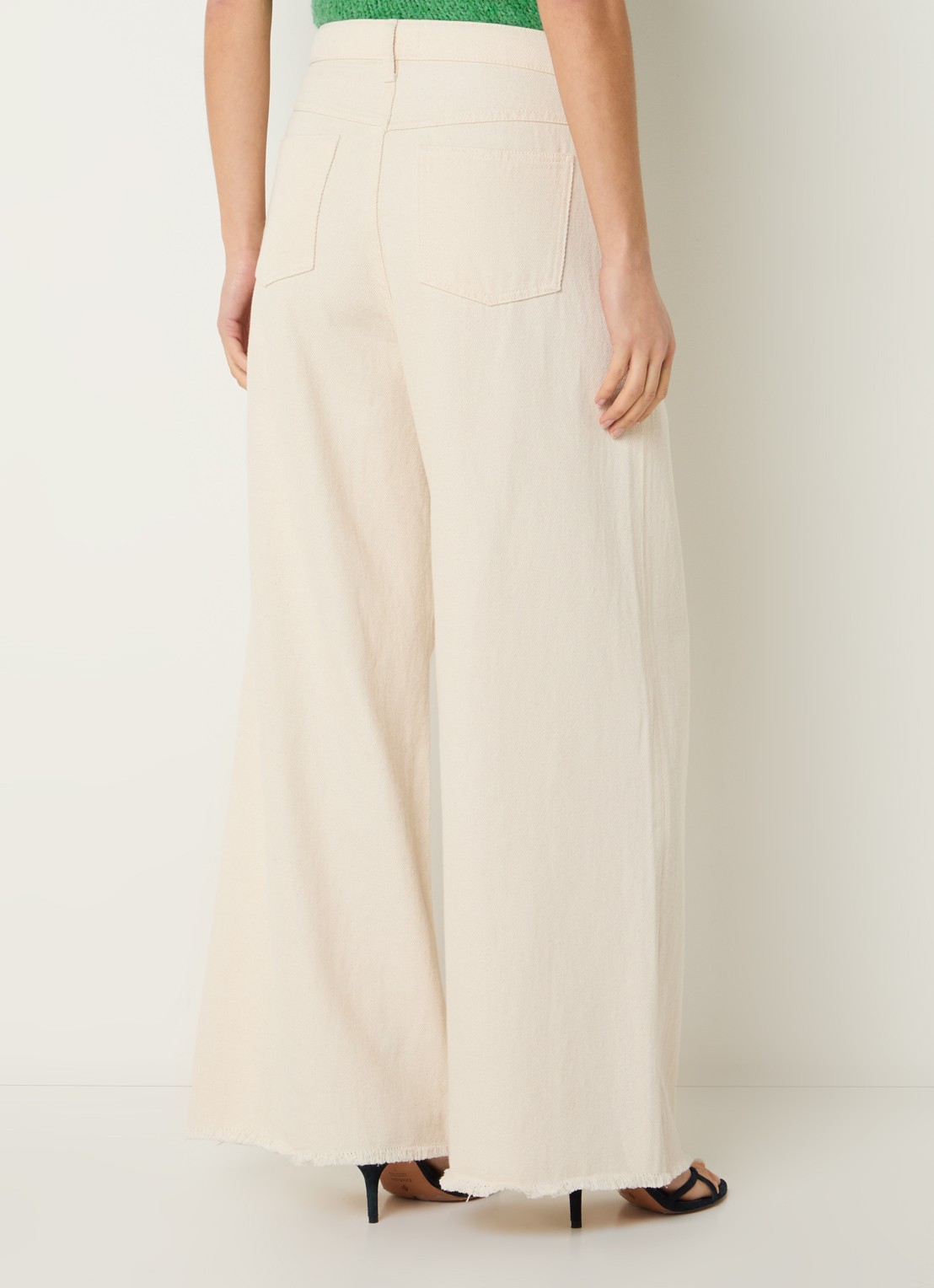 by-bar Lux high waist wide fit broek met steekzakken - achterkant 2 creme