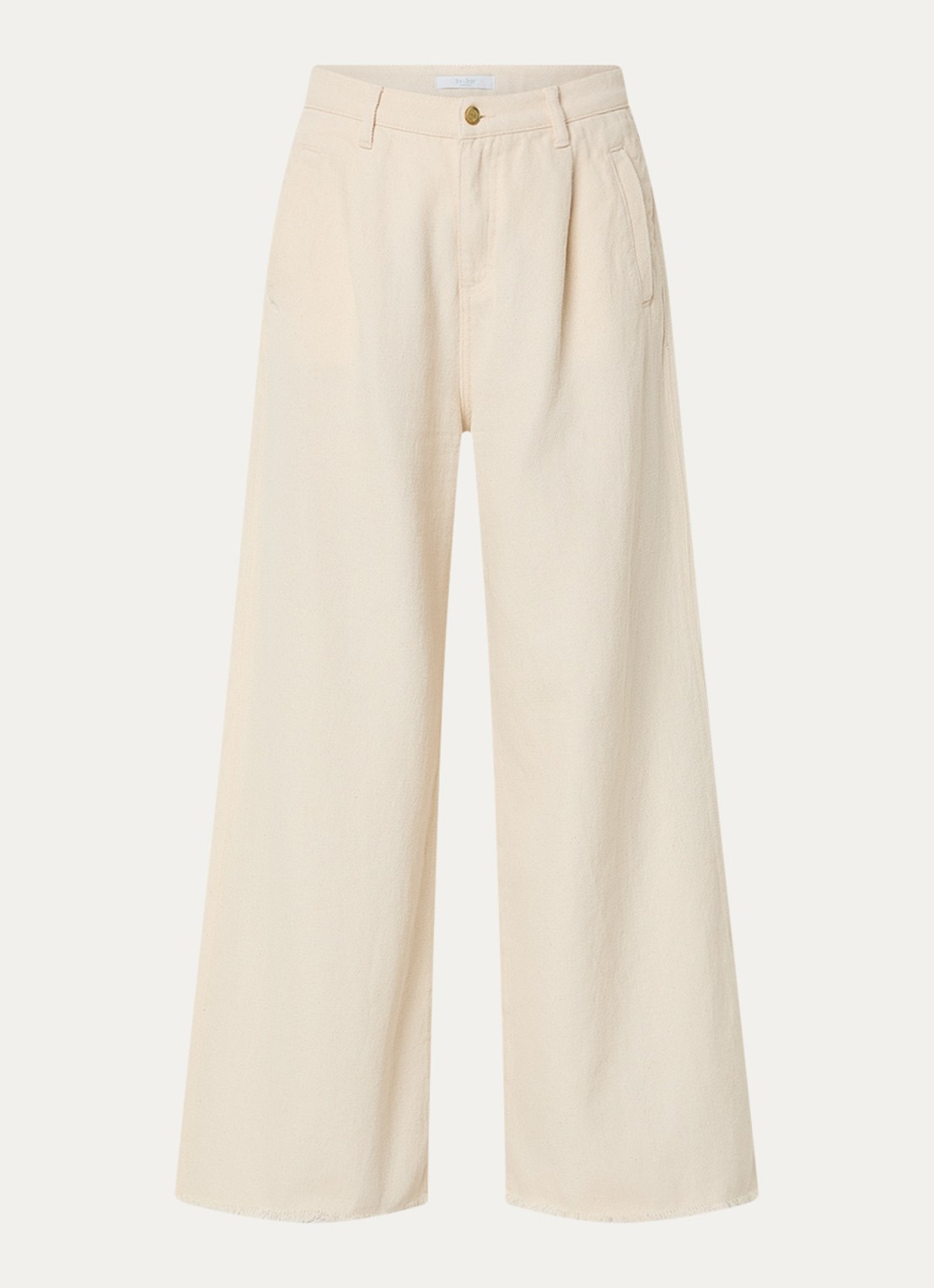 by-bar Lux high waist wide fit broek met steekzakken - voorkant 3 creme
