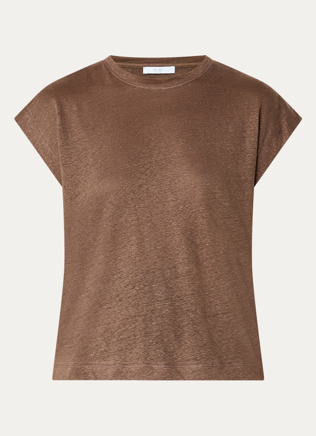 by-bar Mason T-shirt van linnen - voorkant 2 bruin