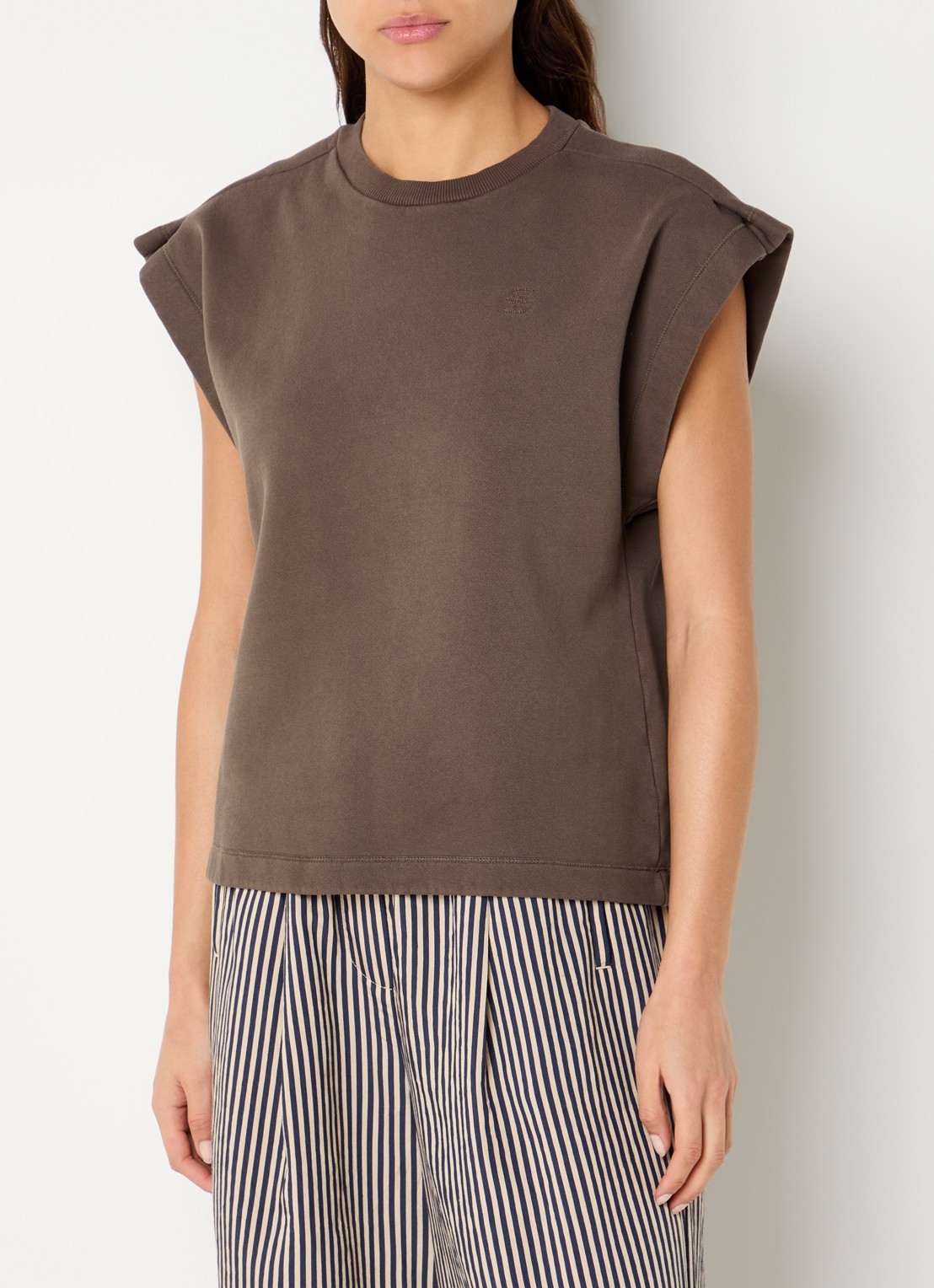 by-bar Mason top met ronde hals - detail 2 bruin