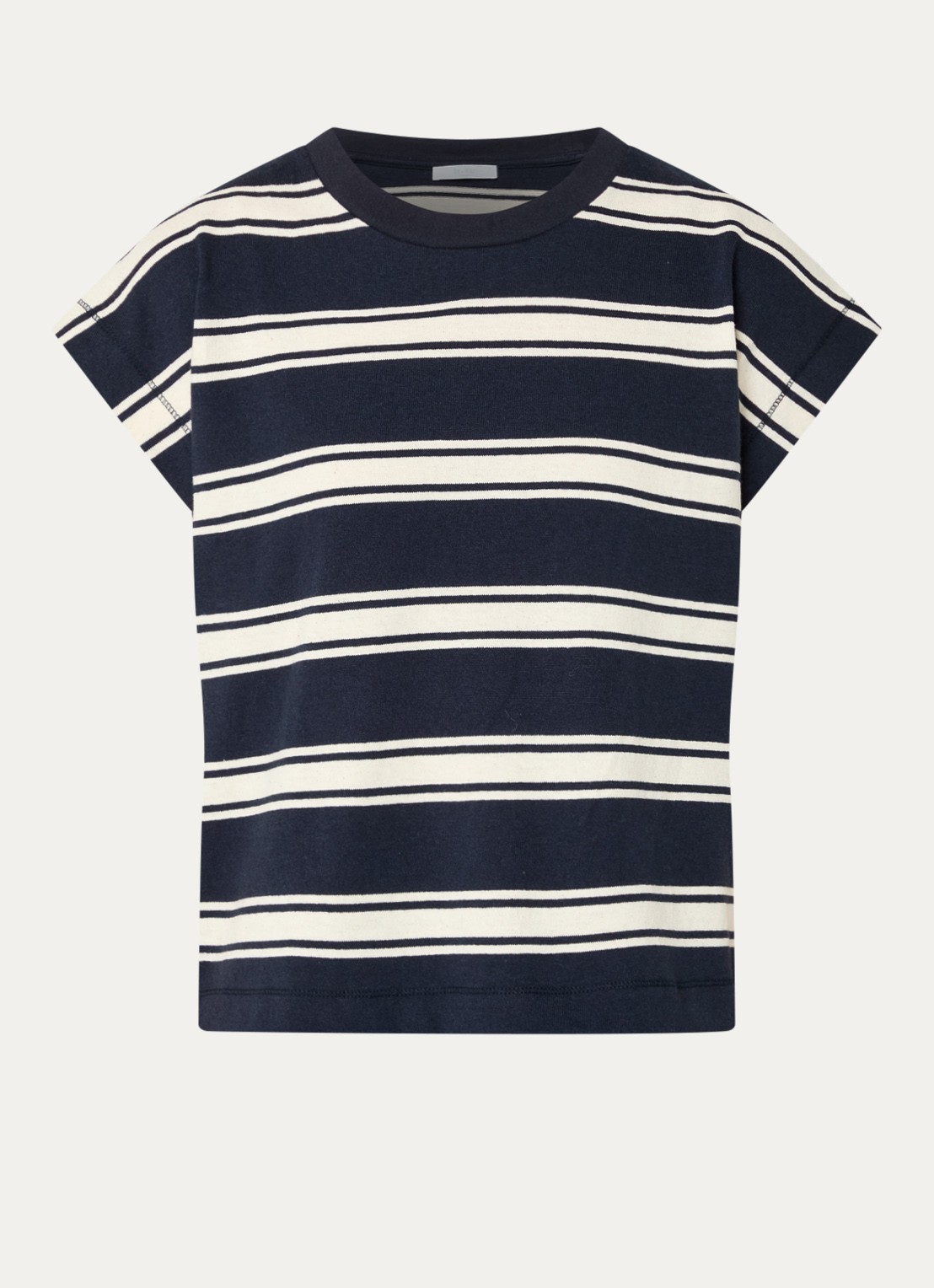 by-bar Mason top met streepprint - voorkant donkerblauw