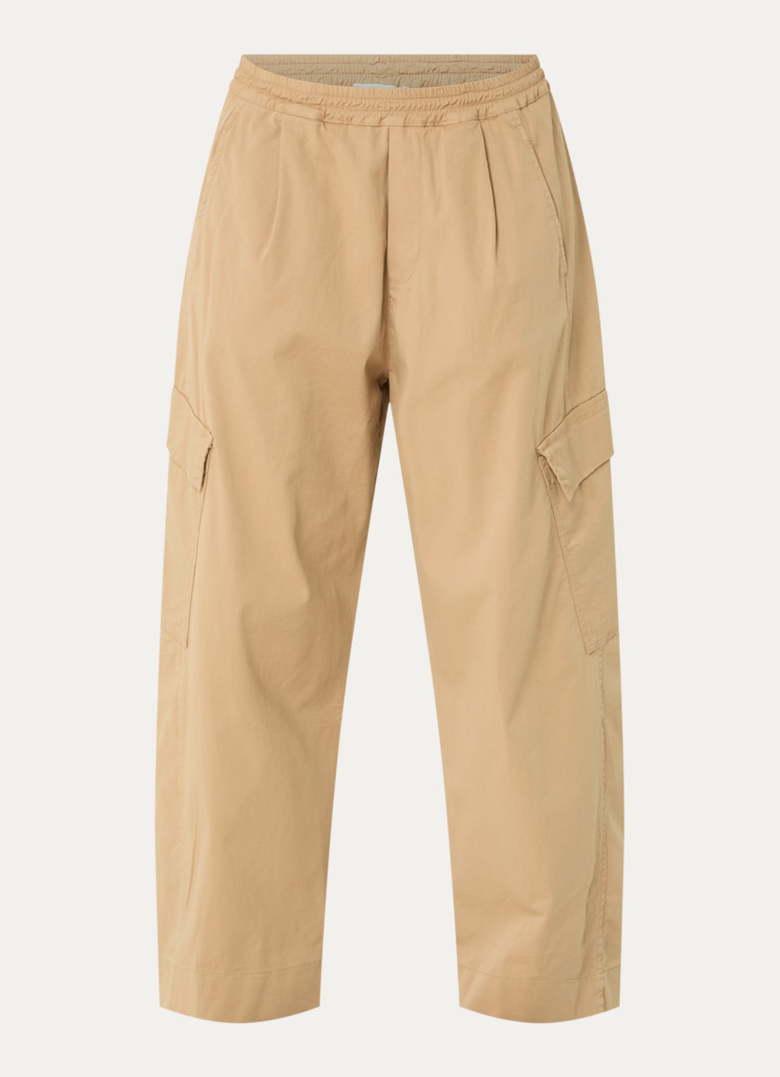 by-bar Matcha high waist tapered fit cargobroek met klepzakken - voorkant camel