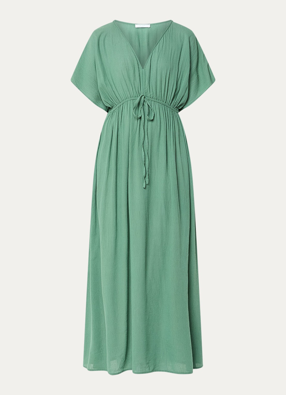 by-bar Maxi jurk met strikceintuur en V-hals - voorkant groen