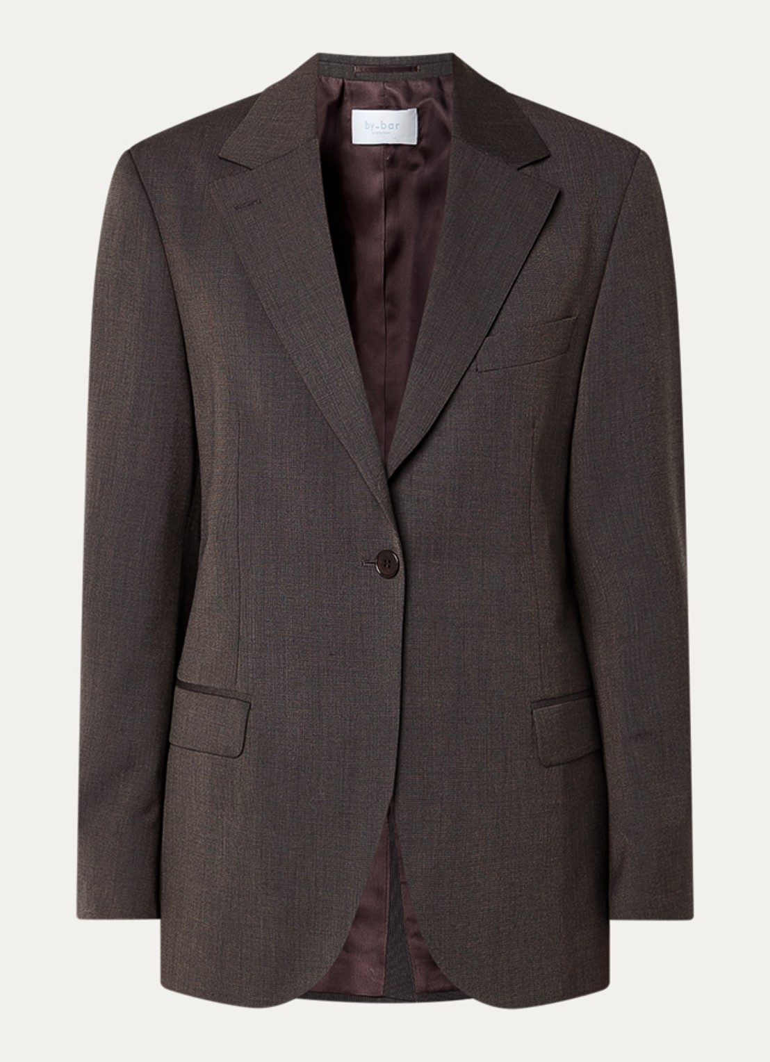 by-bar Mikkel blazer met klepzakken en schoudervulling - voorkant 2 donkerbruin