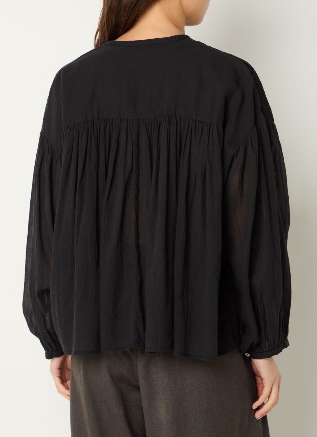 by-bar Mine semi-transparante blouse met ballonmouw - achterkant 4 zwart