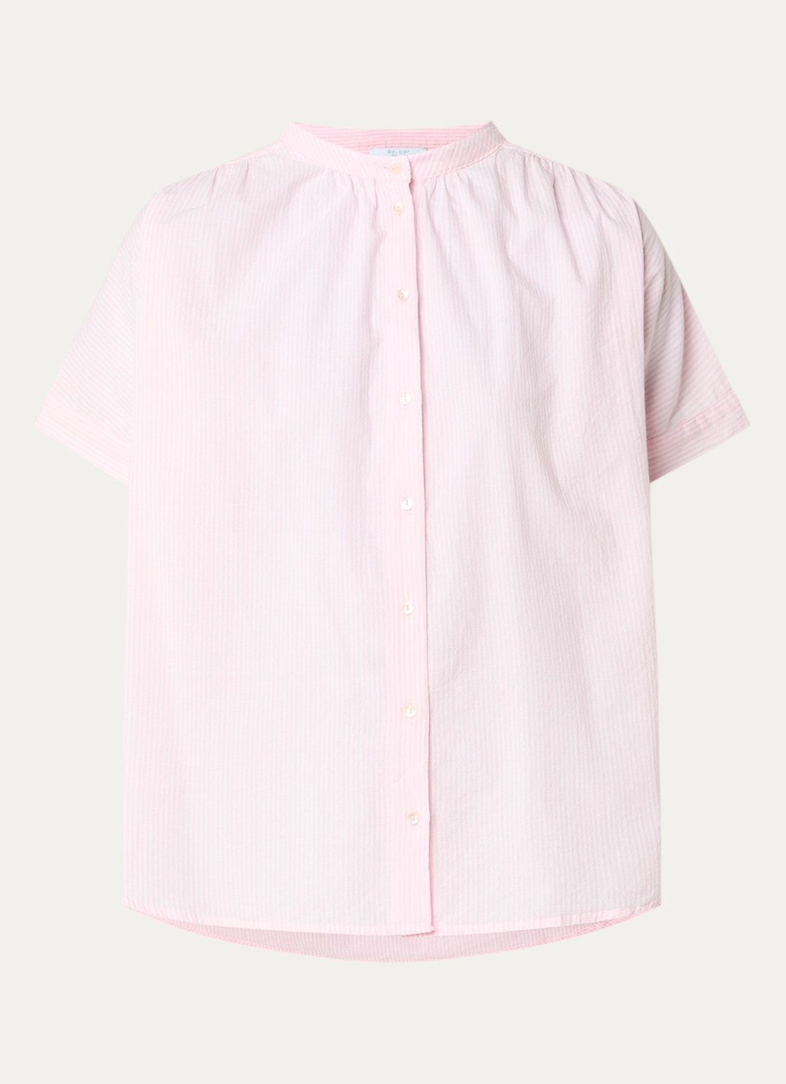 by-bar Minte blouse met streepprint - voorkant lichtroze