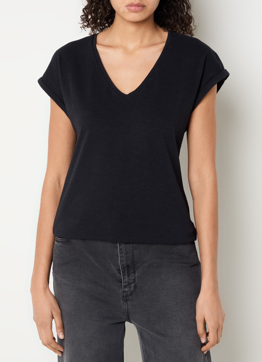 by-bar Momi T-shirt van  katoen - detail 4 zwart