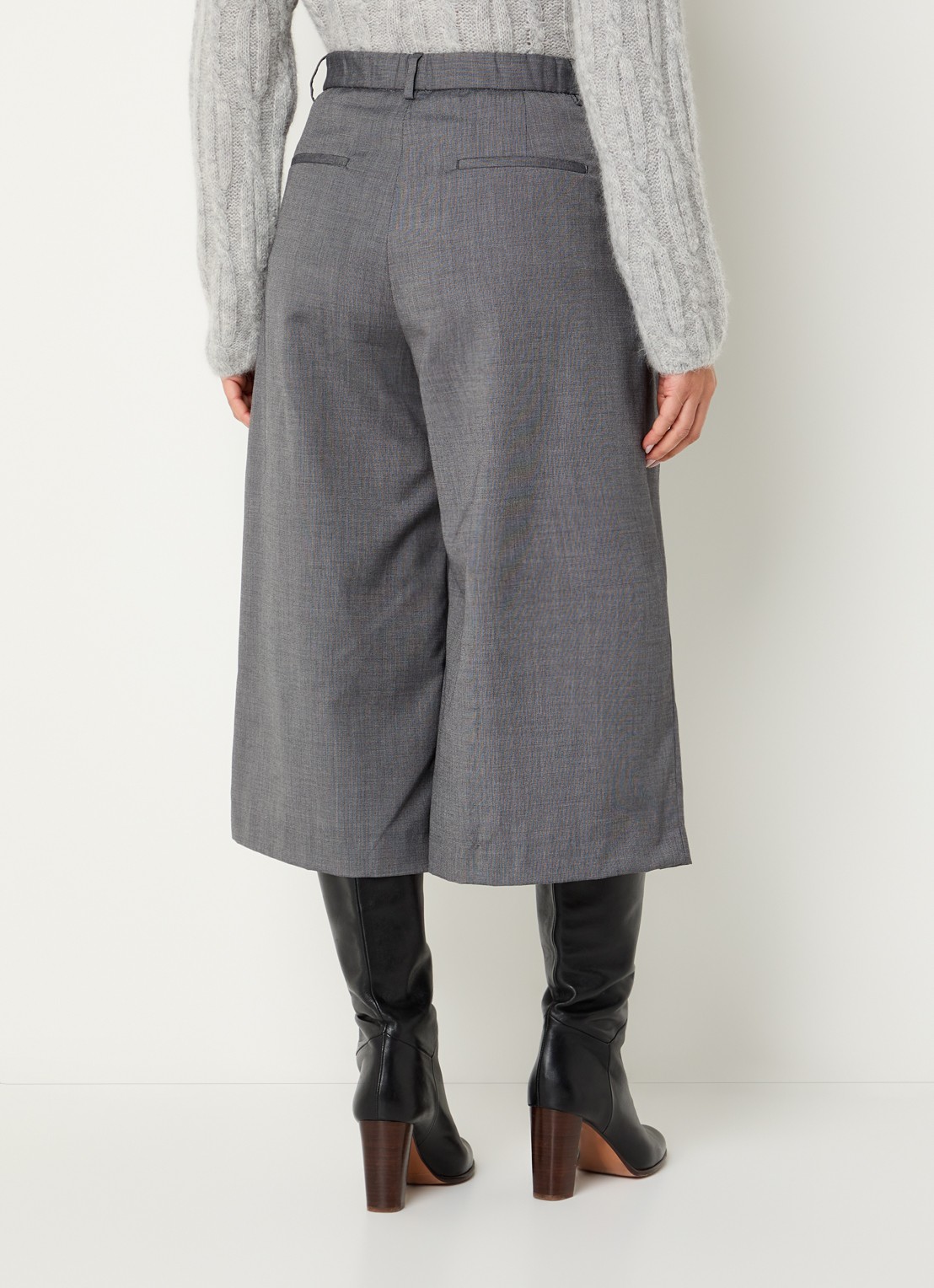 by-bar Mowi high waist wide fit broek met steekzakken - achterkant 3 donkergrijs