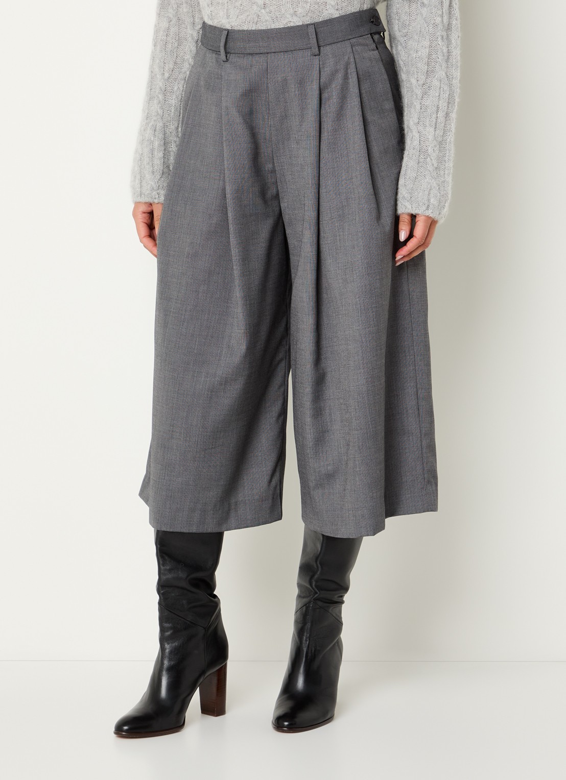by-bar Mowi high waist wide fit broek met steekzakken - detail 4 donkergrijs