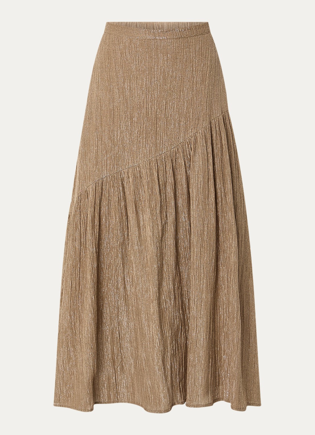 by-bar Myra midi rok met lurex - voorkant lichtbruin