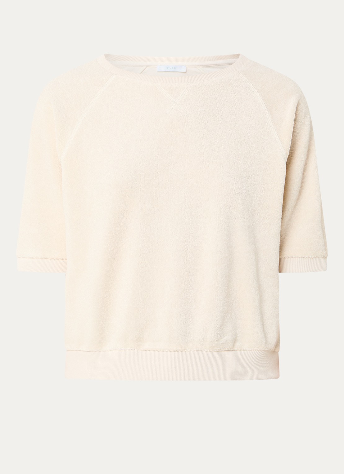 by-bar Neva sweater van badstof in  katoenblend - voorkant 3 creme