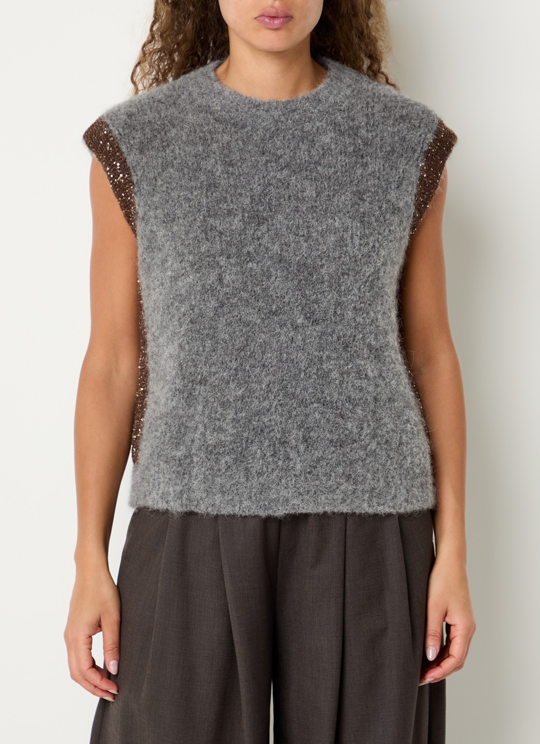 by-bar Noby grofgebreide spencer in alpaca wolblend - detail 3 grijsmele