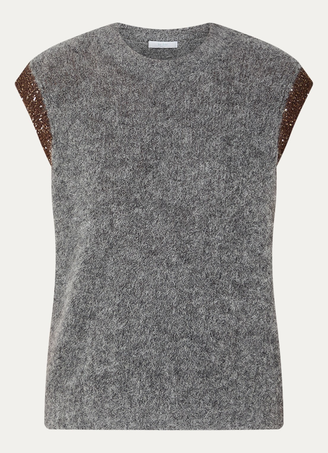 by-bar Noby grofgebreide spencer in alpaca wolblend - voorkant grijsmele