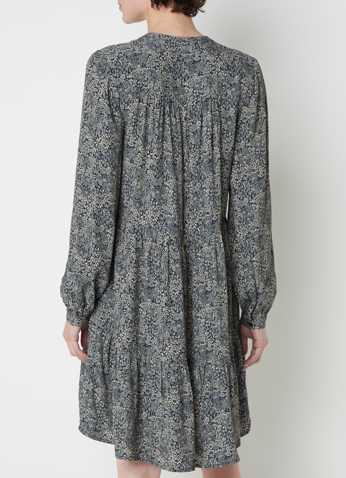 by-bar Nono gelaagde mini blousejurk met print - achterkant donkerblauw