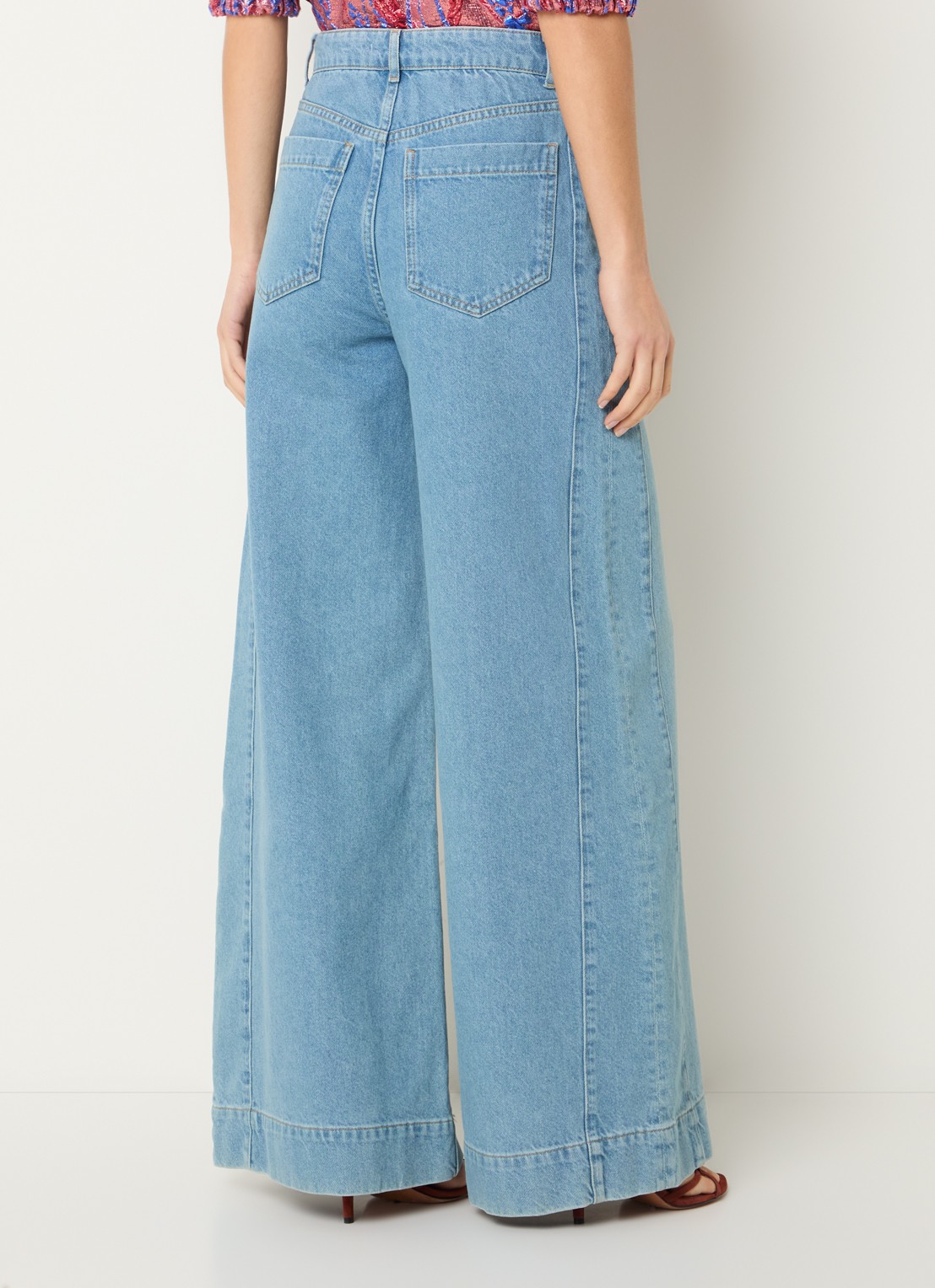by-bar Nono high waist wide leg jeans met lichte wassing - achterkant indigo