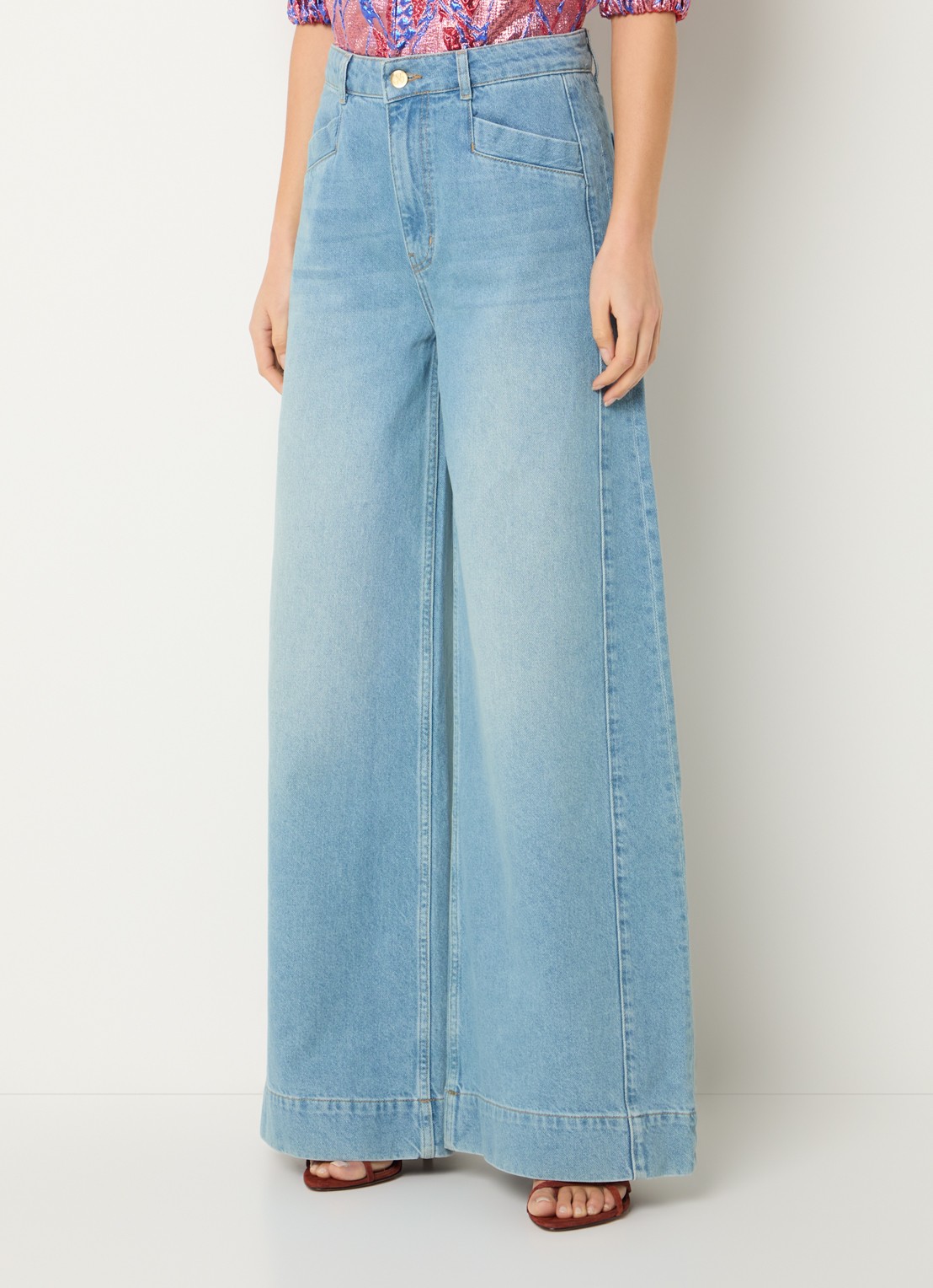 by-bar Nono high waist wide leg jeans met lichte wassing - detail 2 indigo