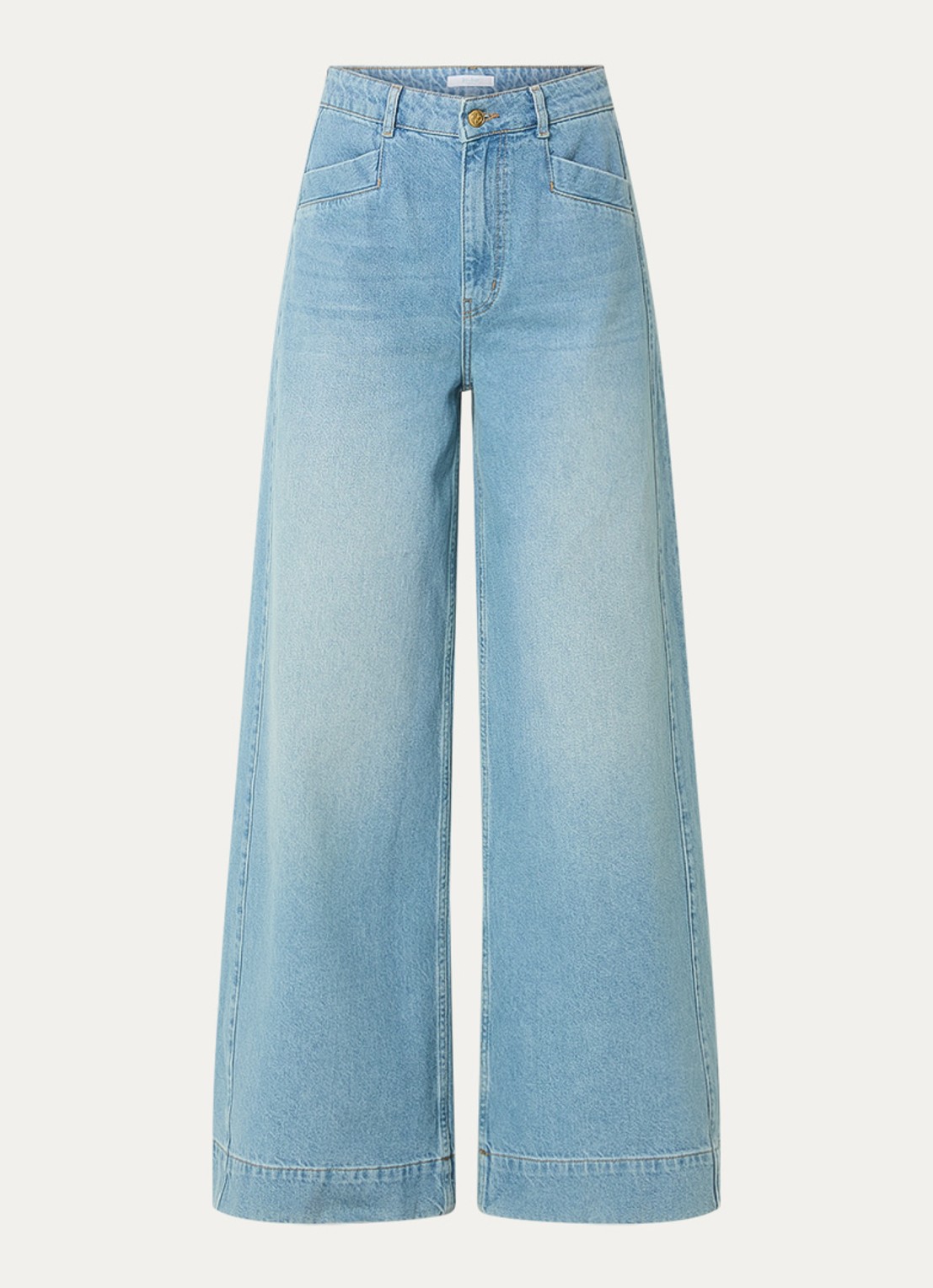 by-bar Nono high waist wide leg jeans met lichte wassing - voorkant 3 indigo