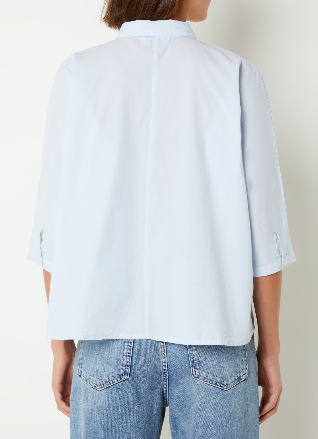 by-bar Norel blouse van chambray - achterkant 4 lichtblauw