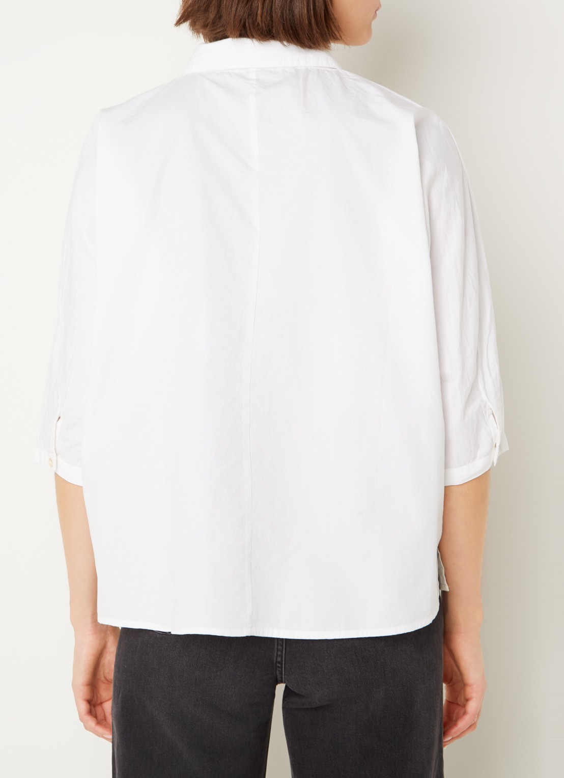 by-bar Norel Poplin blouse met halflange mouw - achterkant 4 wit