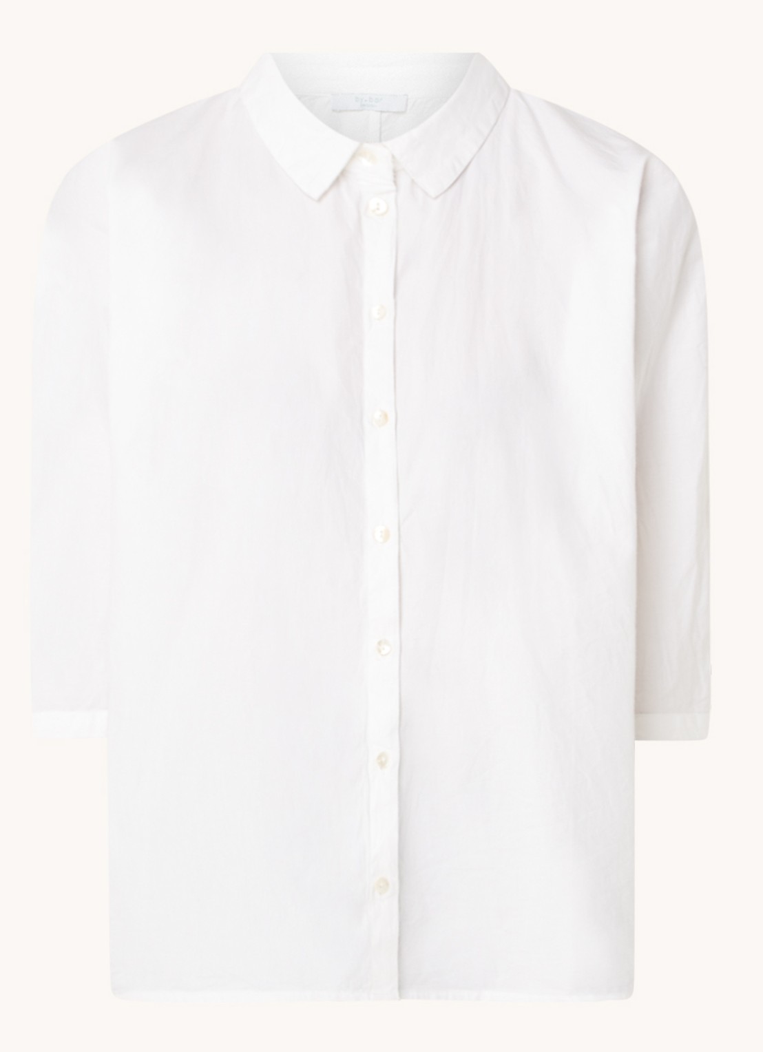 by-bar Norel Poplin blouse met halflange mouw - voorkant wit