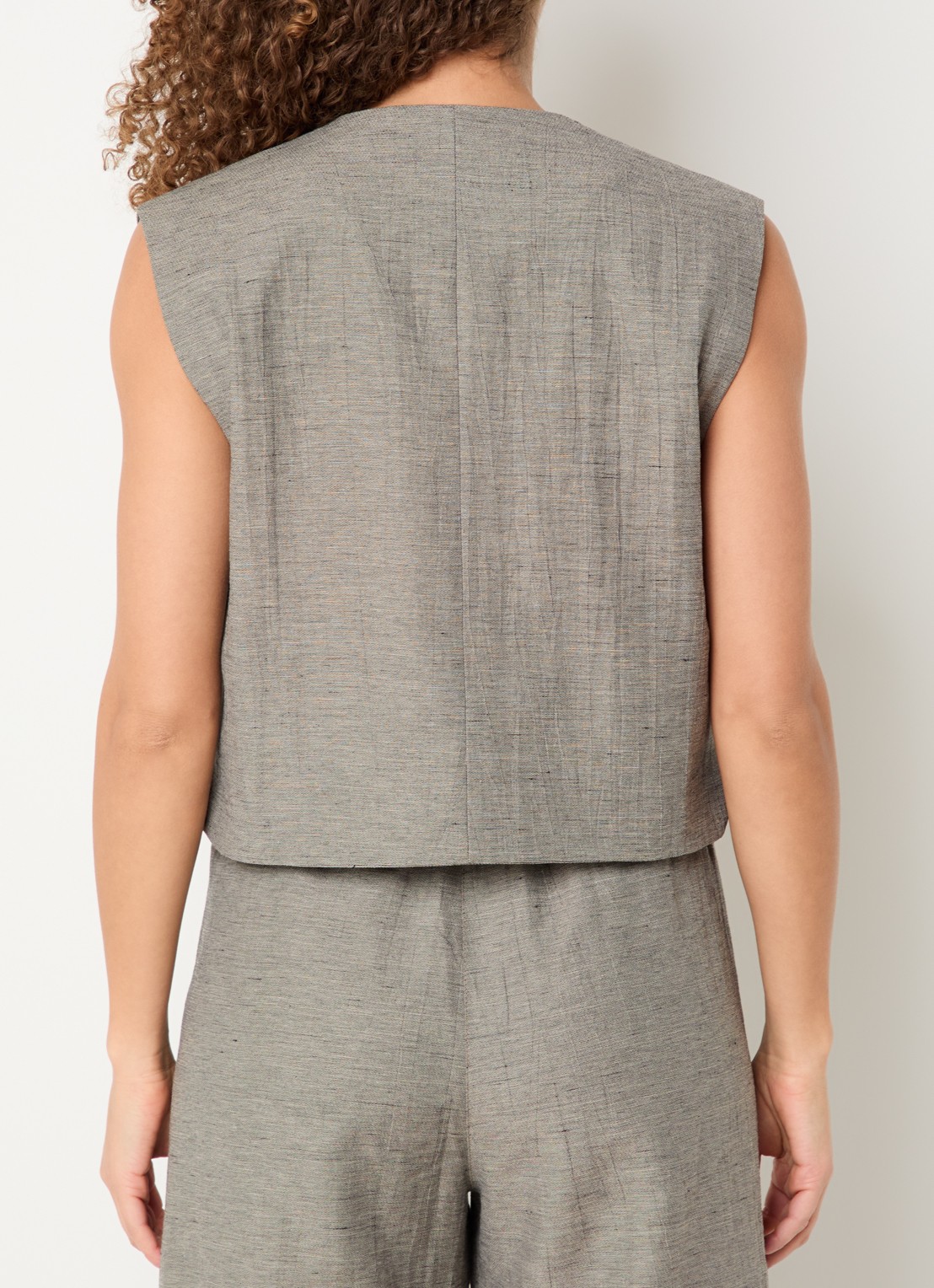 by-bar Nori gilet in linnenblend - achterkant grijs