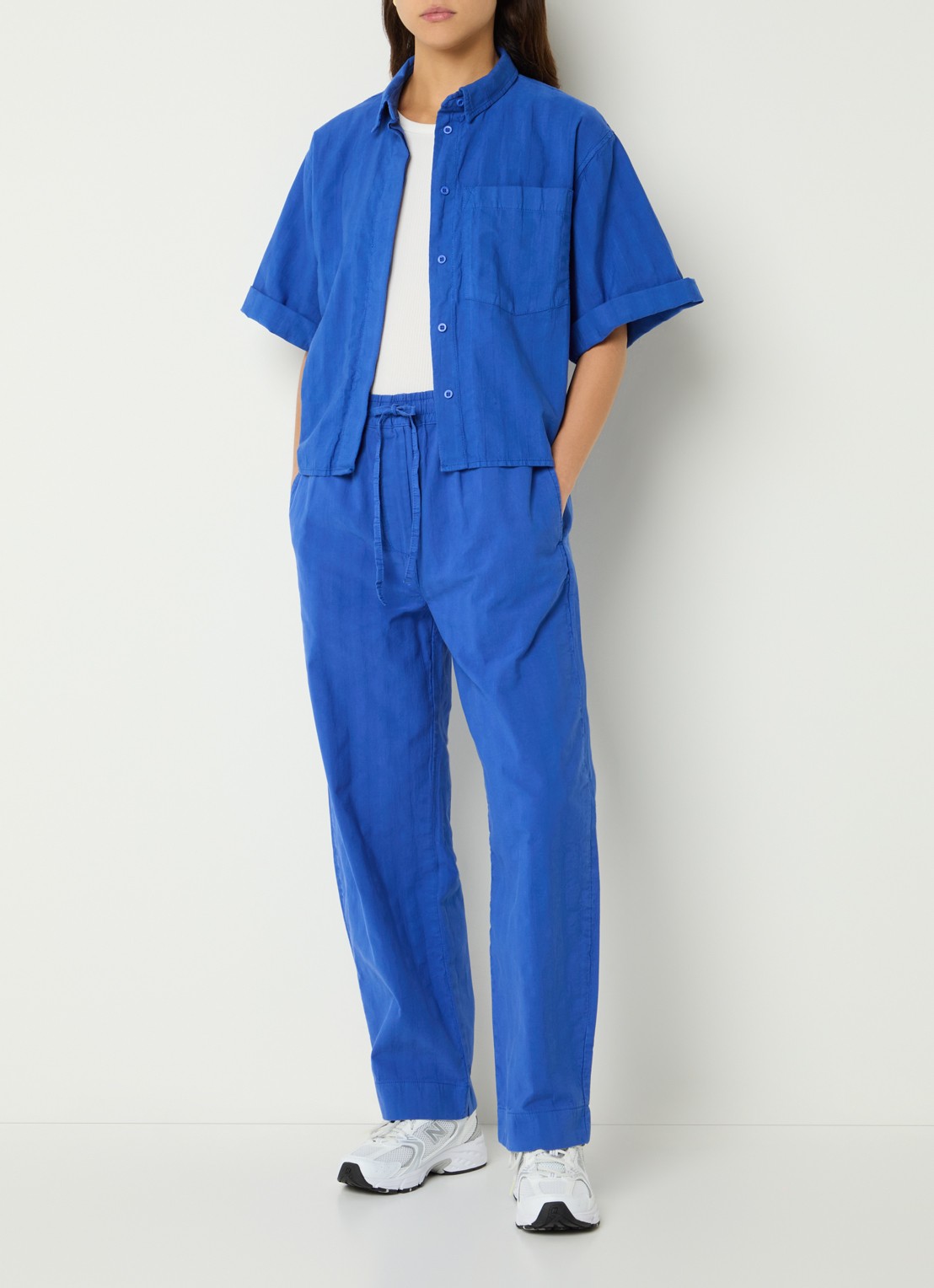 by-bar Novi blouse met borstzak - voorkant 3 kobaltblauw