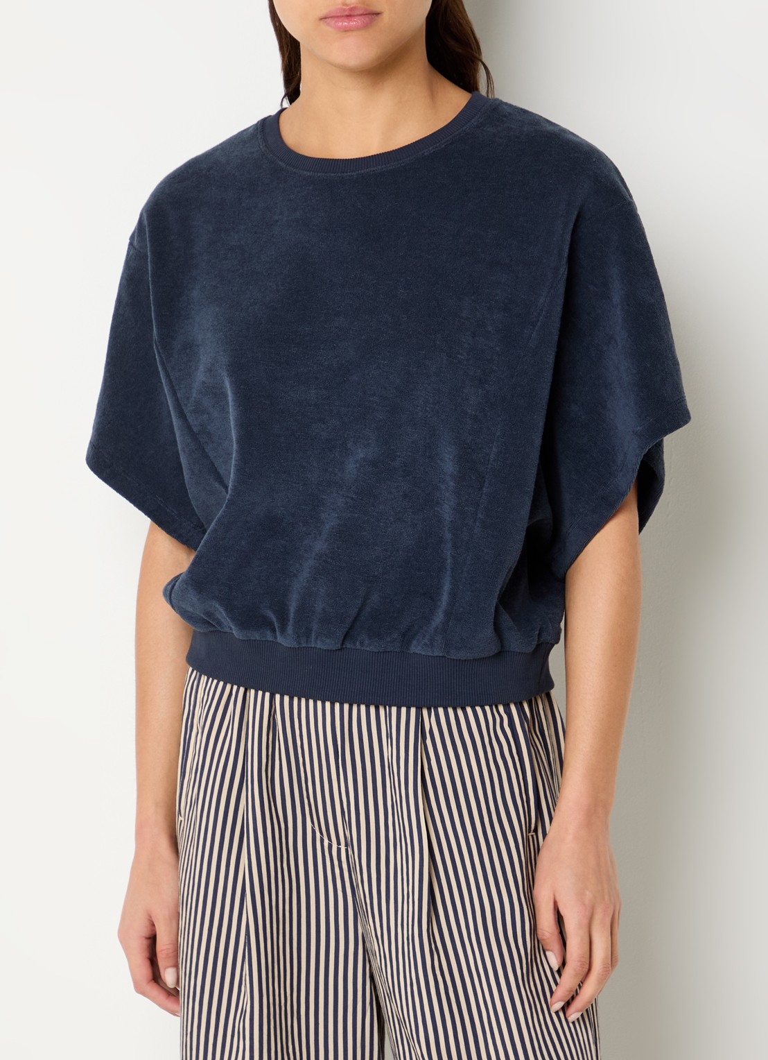 by-bar Nuki Slob top van badstof - detail 4 donkerblauw