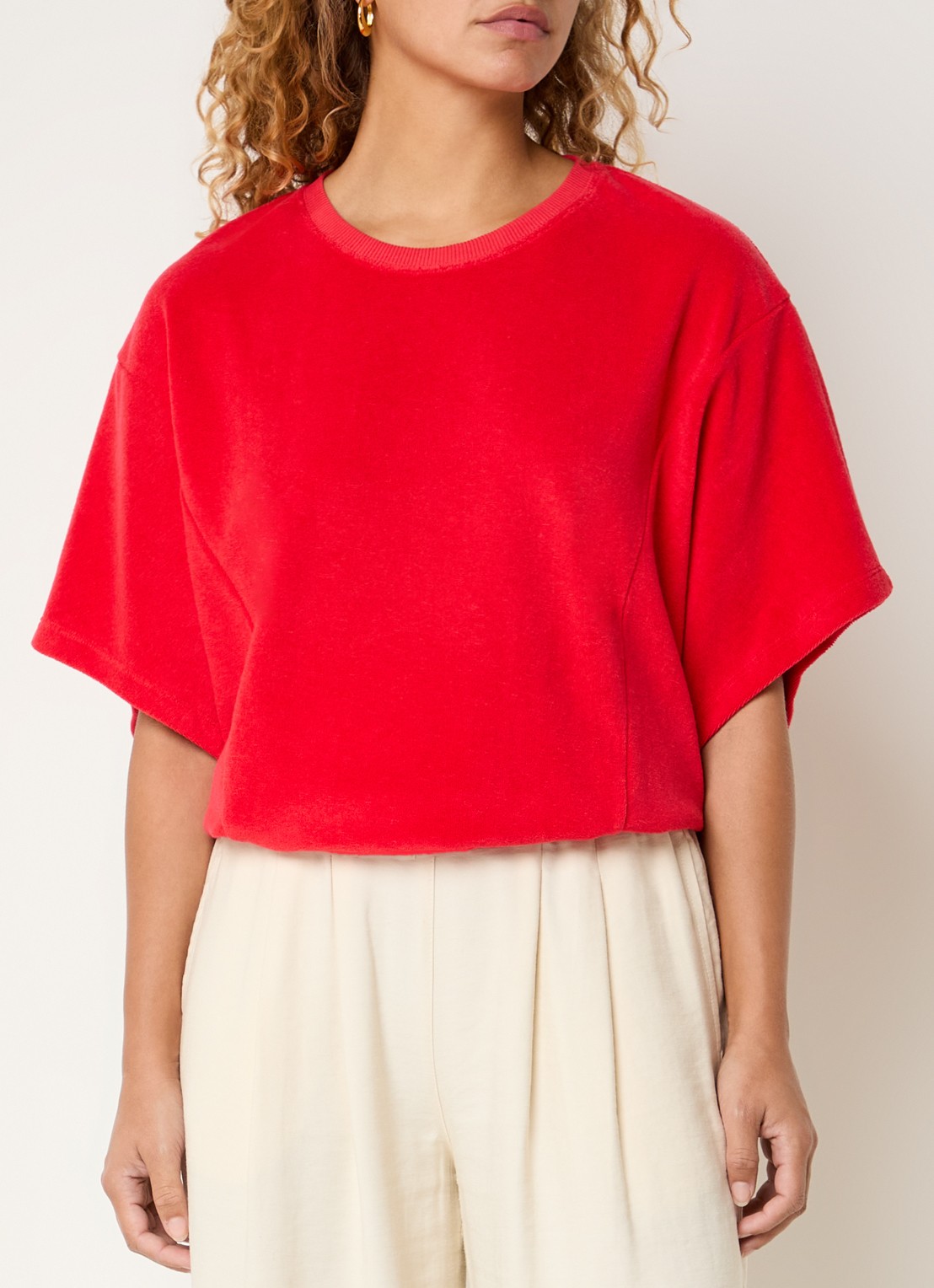 by-bar Nuki top van badstof - detail rood