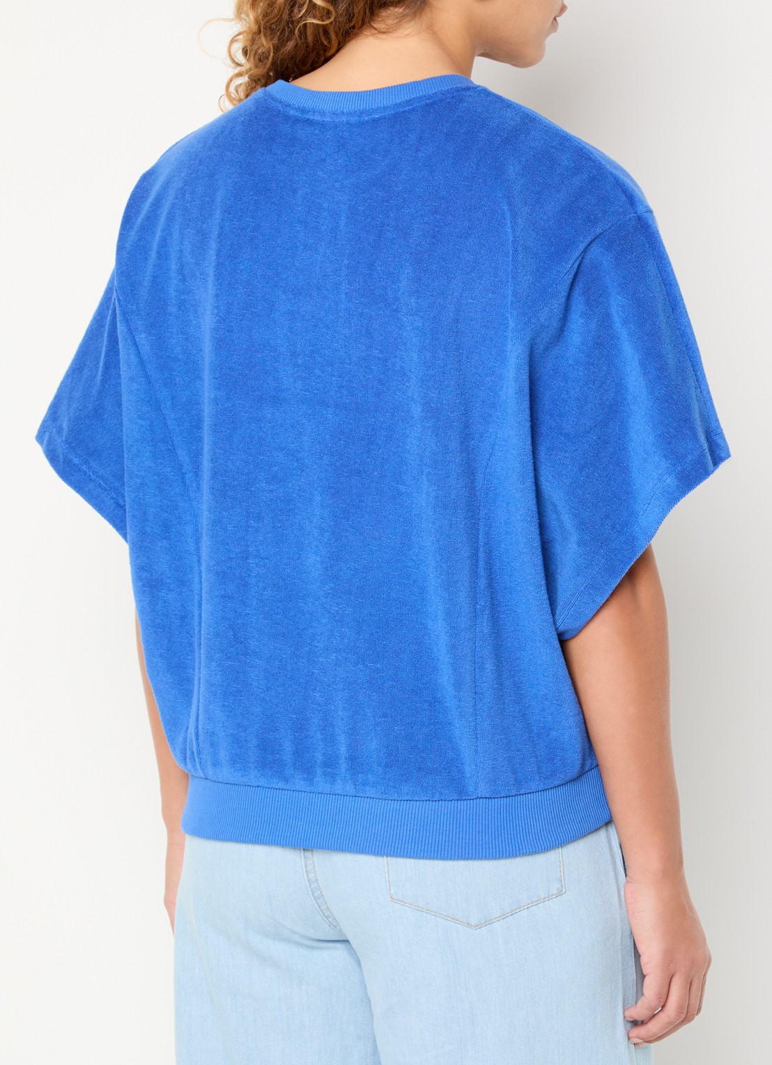 by-bar Nuki top van badstof - achterkant donkerblauw