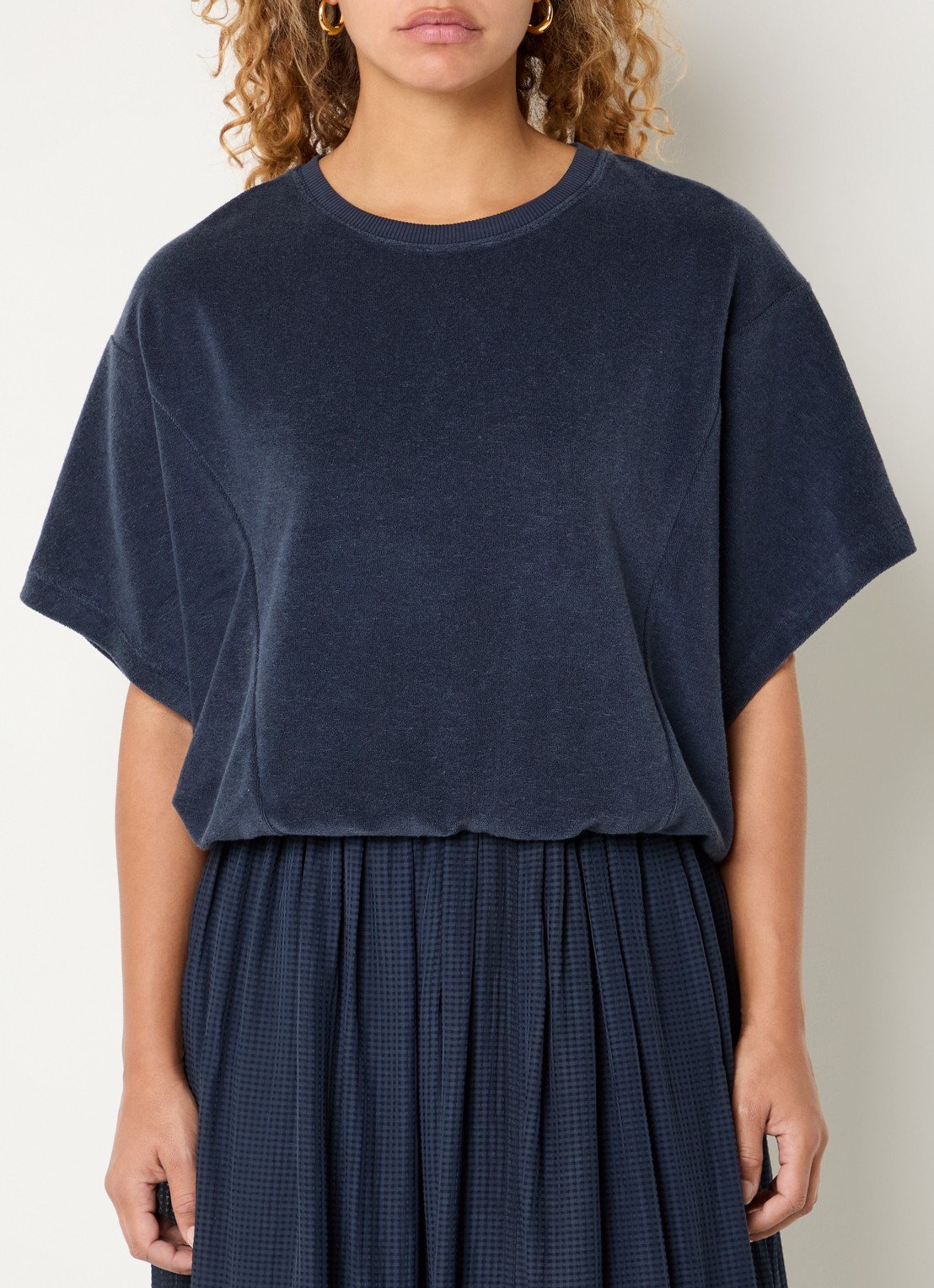 by-bar Nuki top van badstof - detail 4 donkerblauw