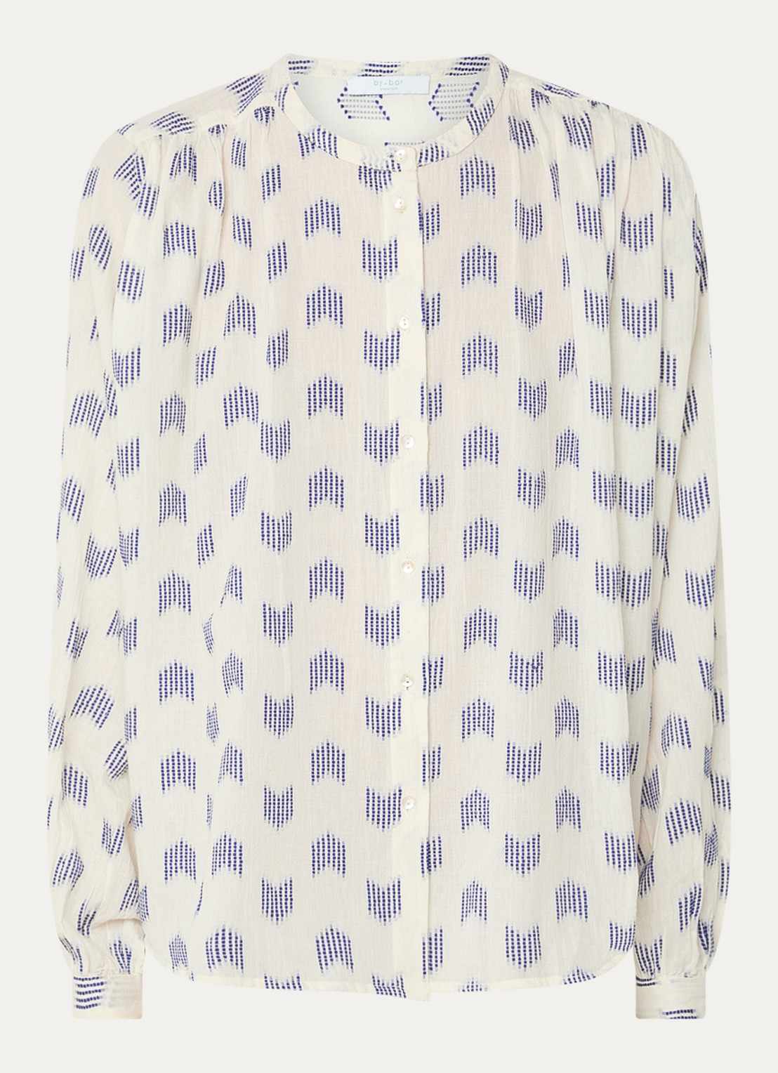by-bar Nyka blouse met print - voorkant gebroken wit