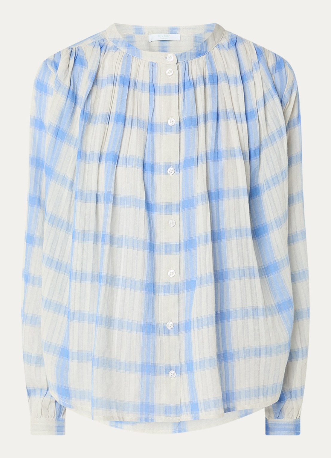 by-bar Nyka blouse met ruitdessin - voorkant donkerblauw