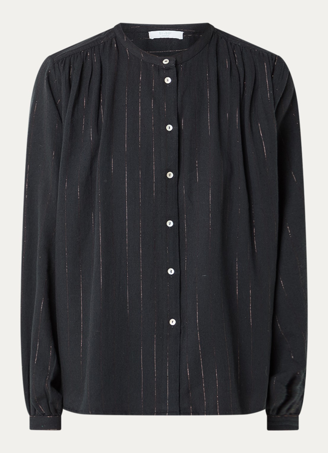 by-bar Nyka blouse met streepprint - voorkant 2 donkerblauw