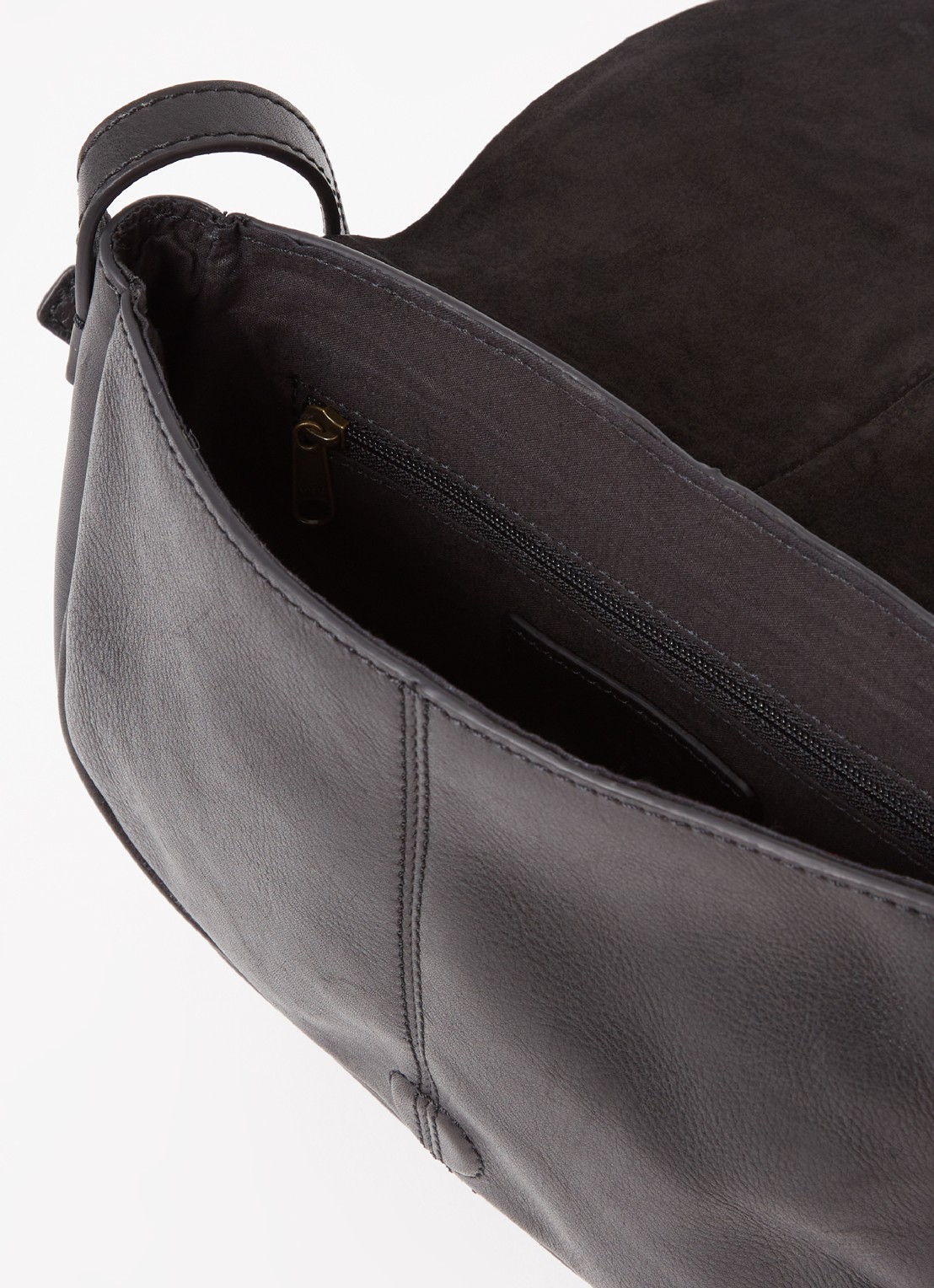 by-bar Paris crossbodytas van leer - detail zwart