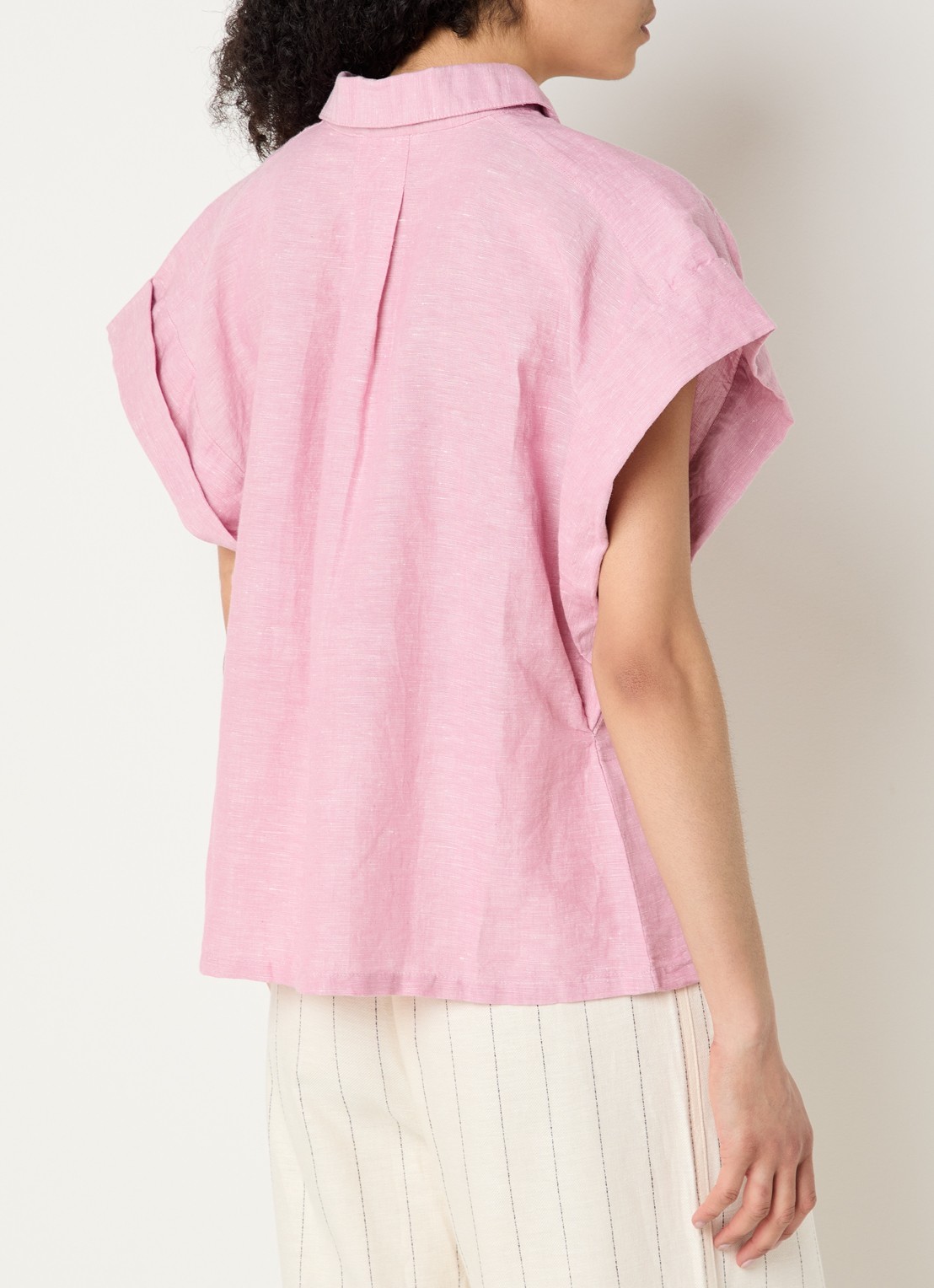 by-bar Pixie blouse van linnen - achterkant 4 roze